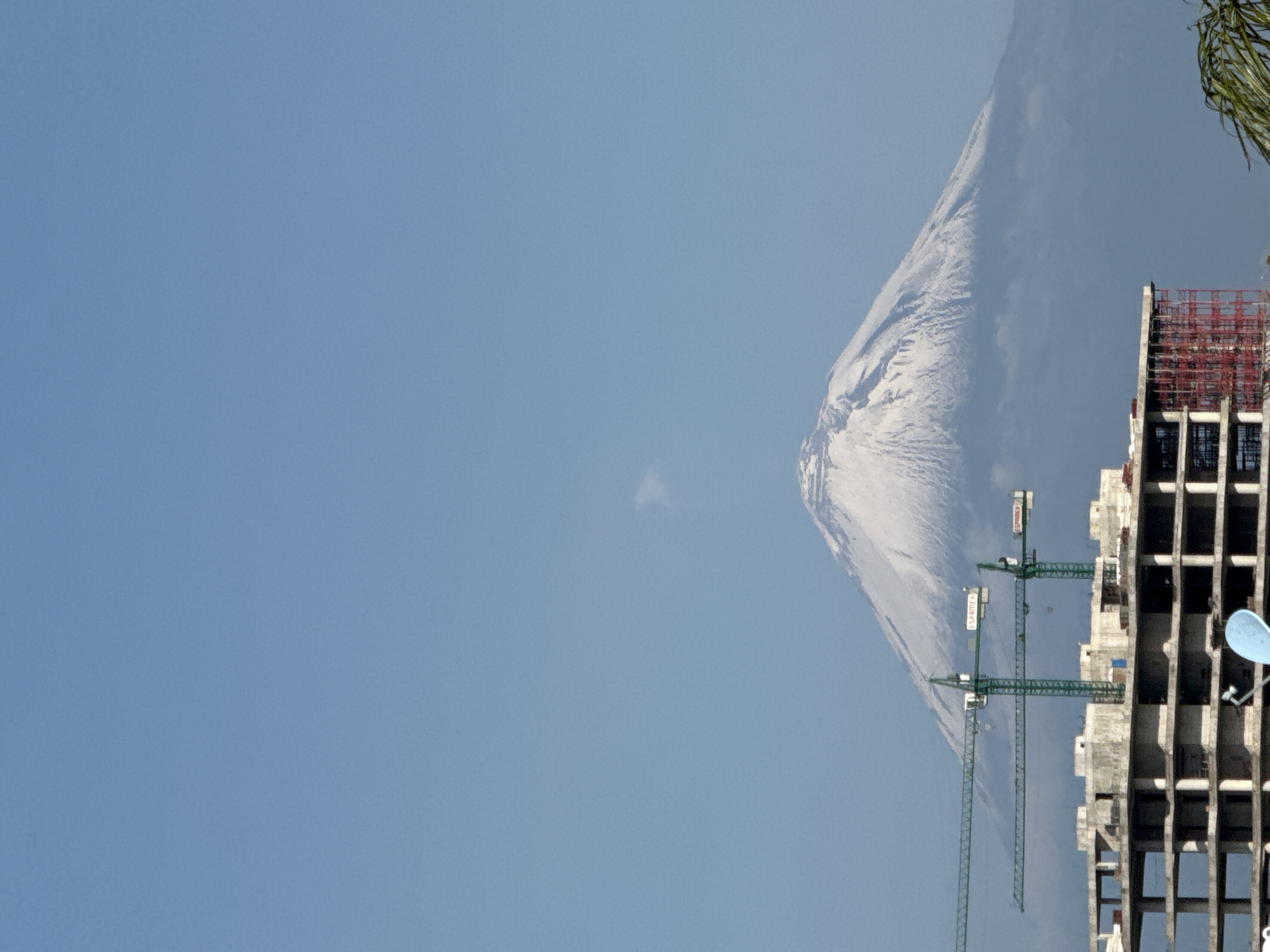 Construction continues at building site in Puebla, Mexico