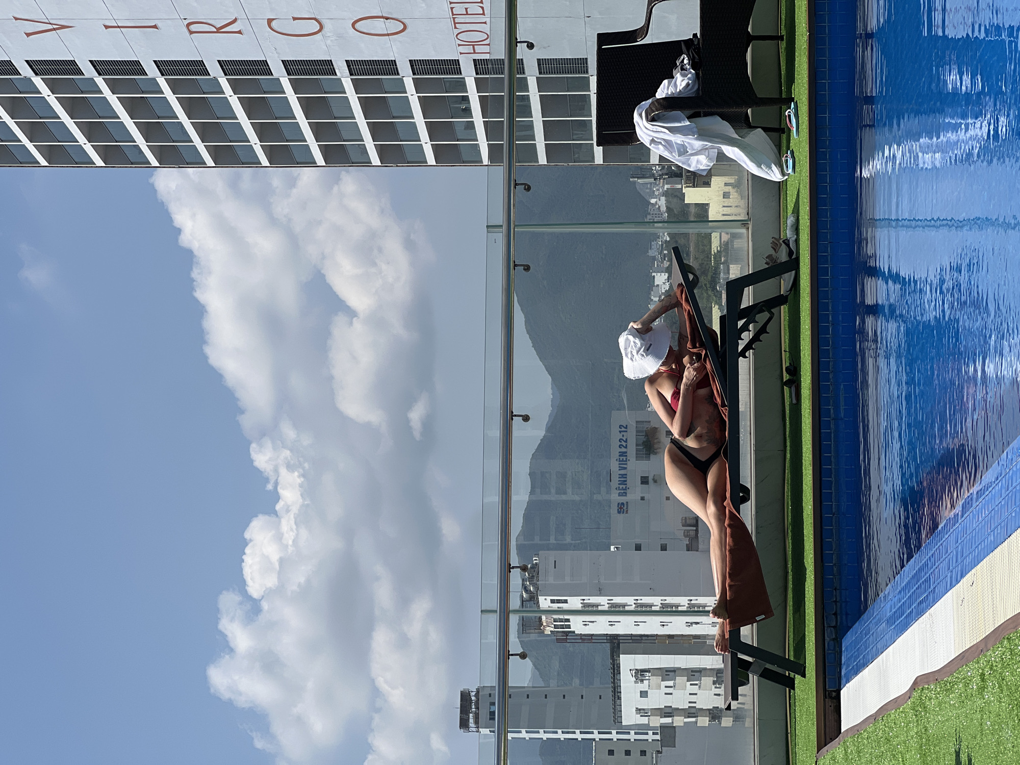 Rooftop pool session documented in Nha Trang, Vietnam