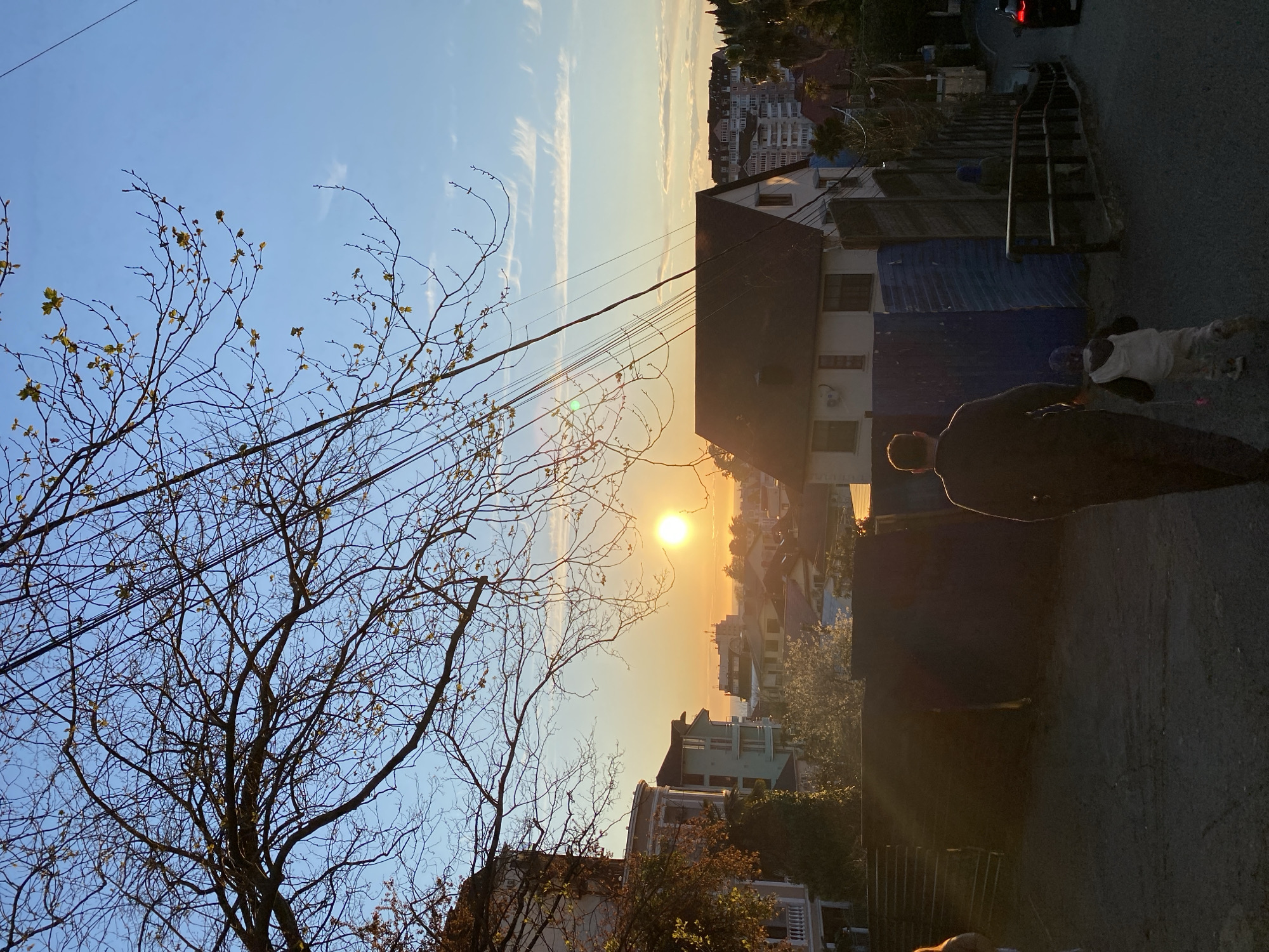 Sunset captured across Sochi streets and buildings