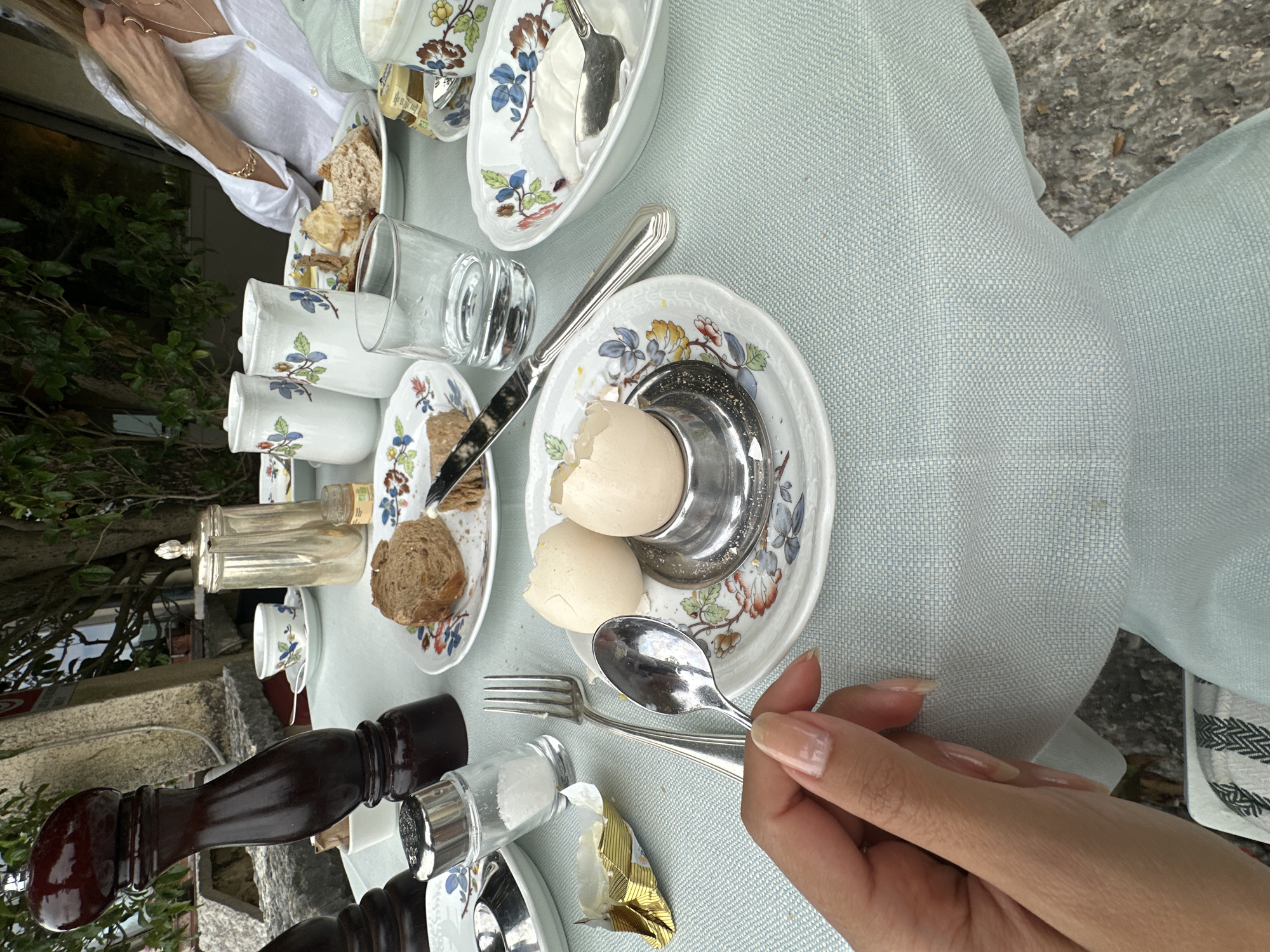 Outdoor breakfast on a terrace in Maser, Italy