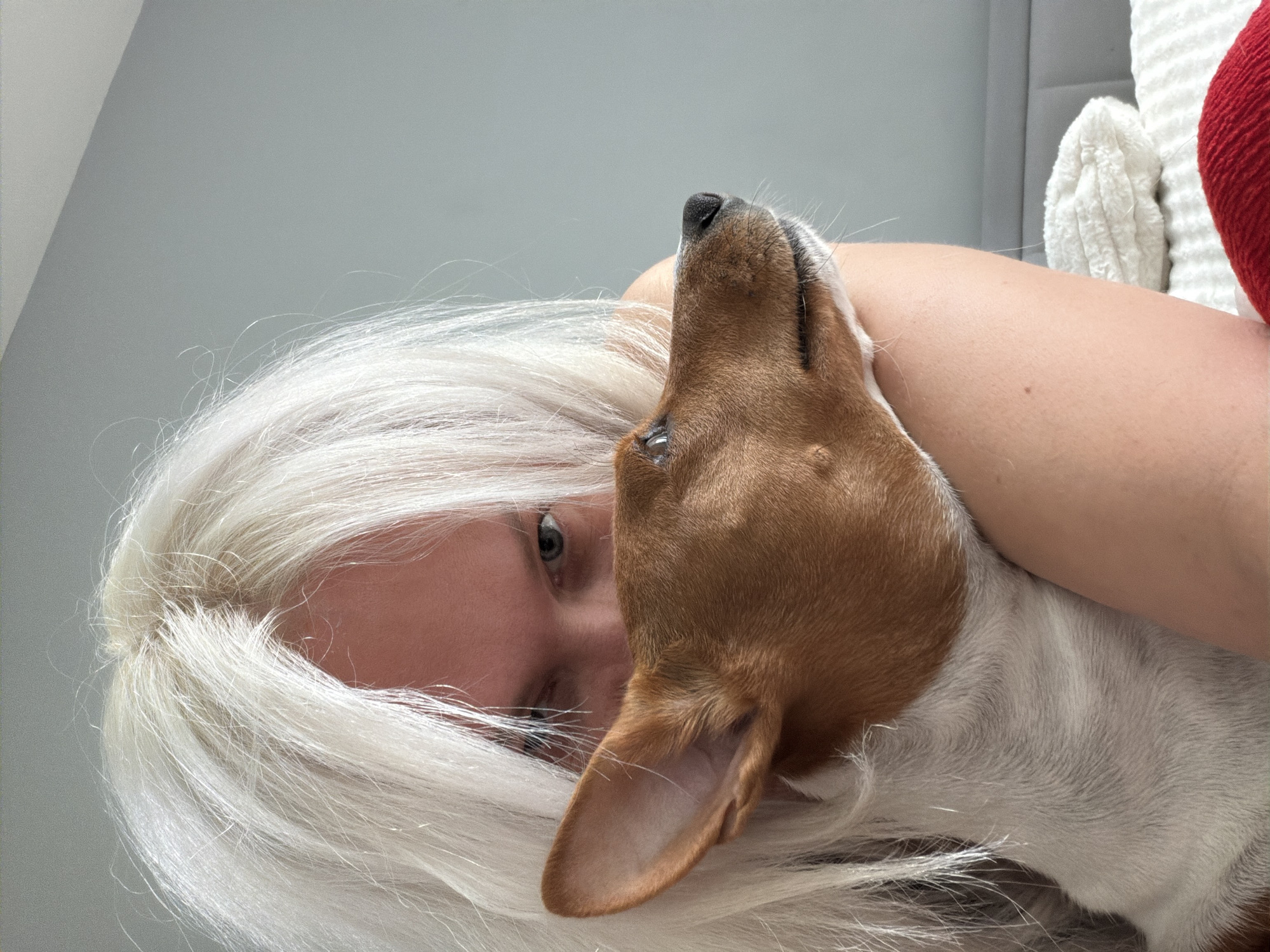 Woman takes bedroom selfies with pet dog in Salford