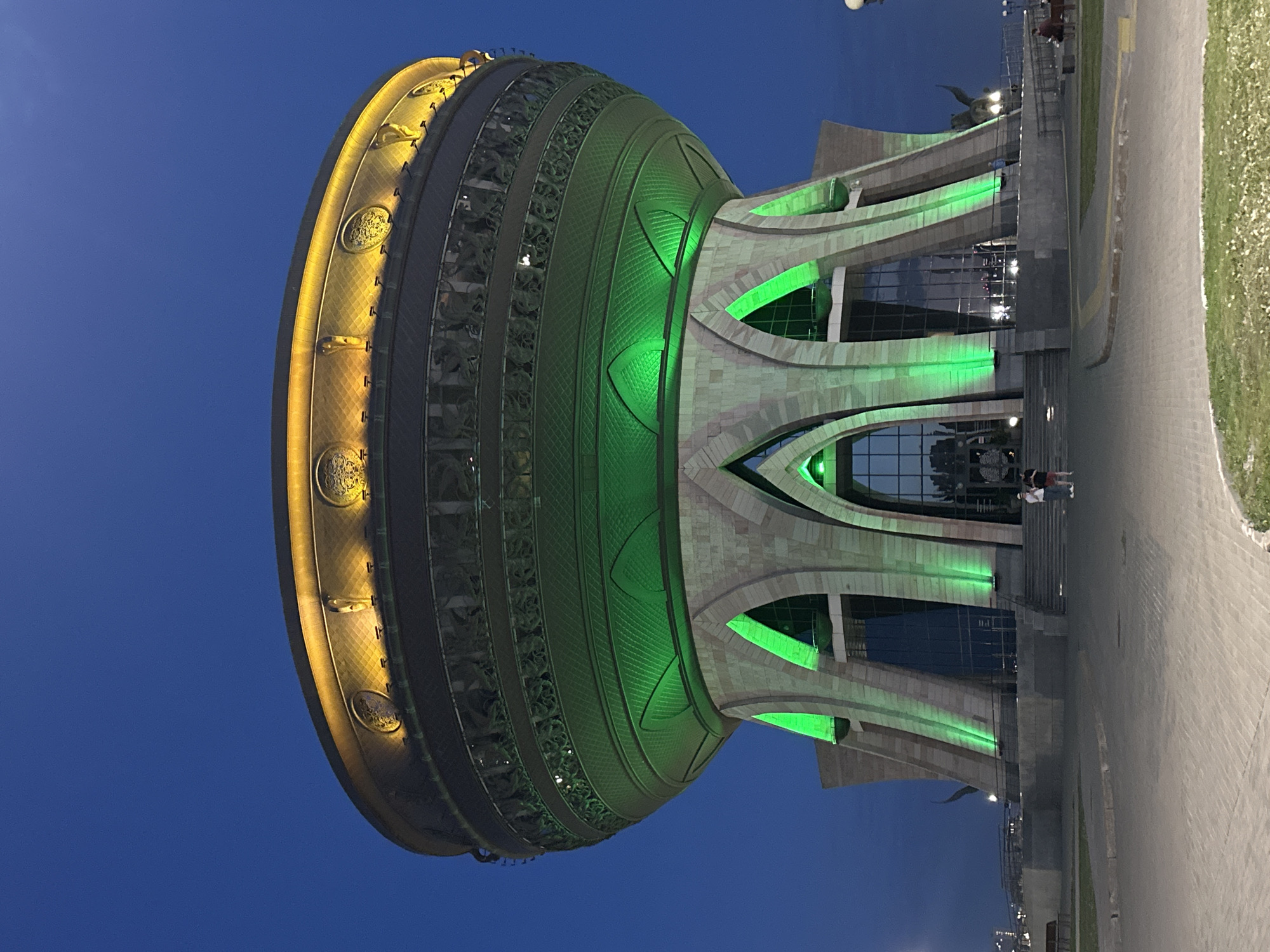Evening family visit to Kazan landmarks captured at dusk