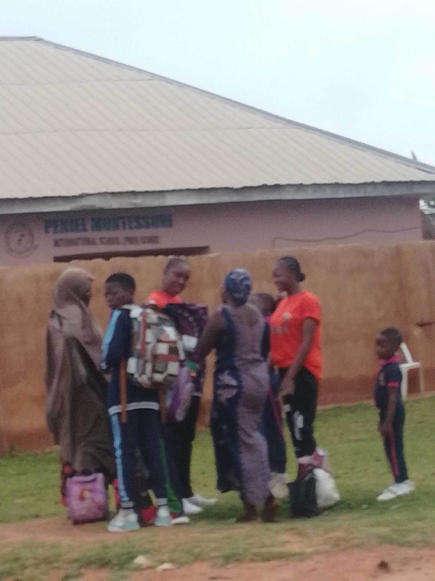 Morning street life near a Montessori school in West Africa