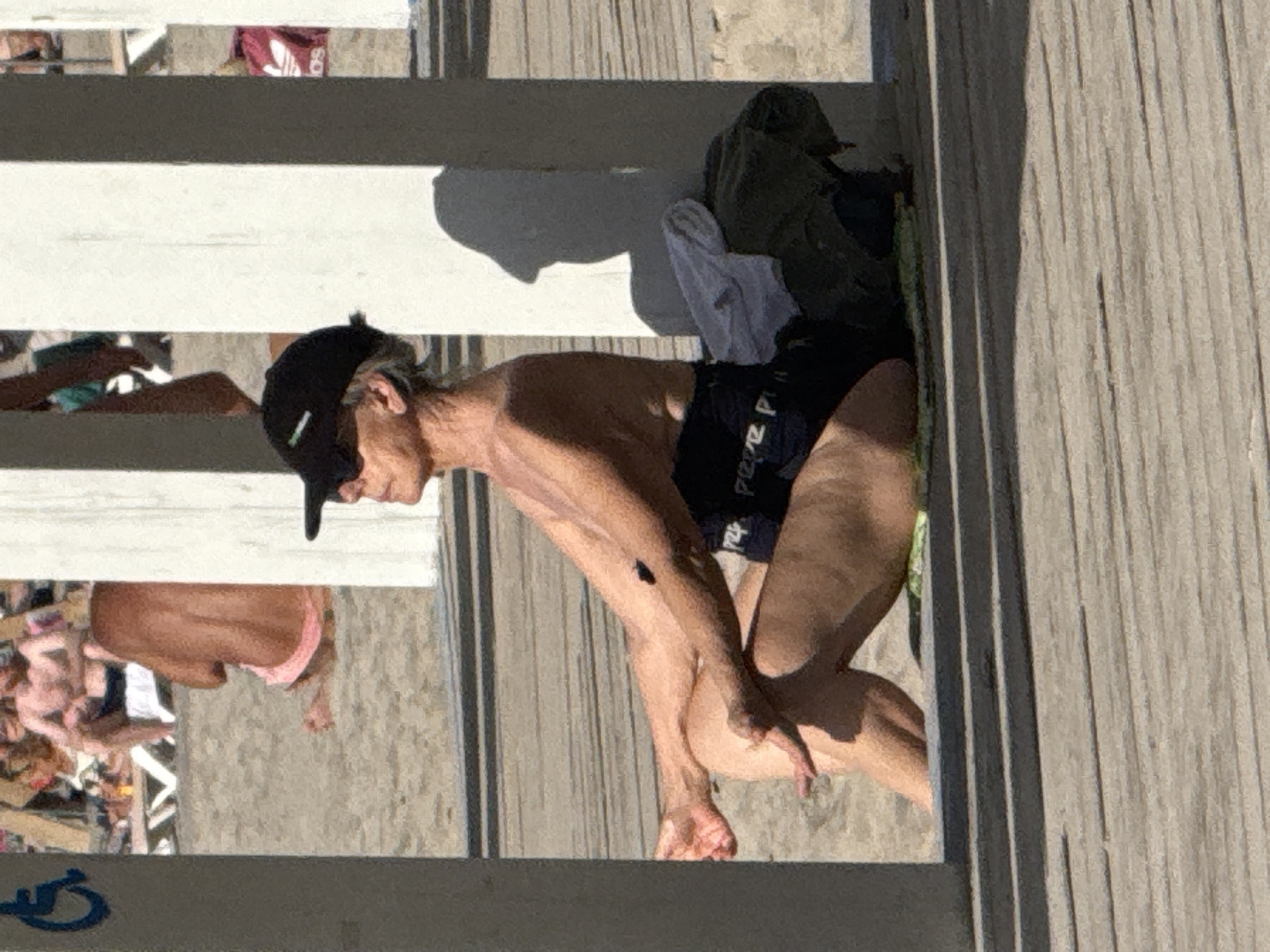 Lazy sunny morning at a beachside resort with yoga and strolling