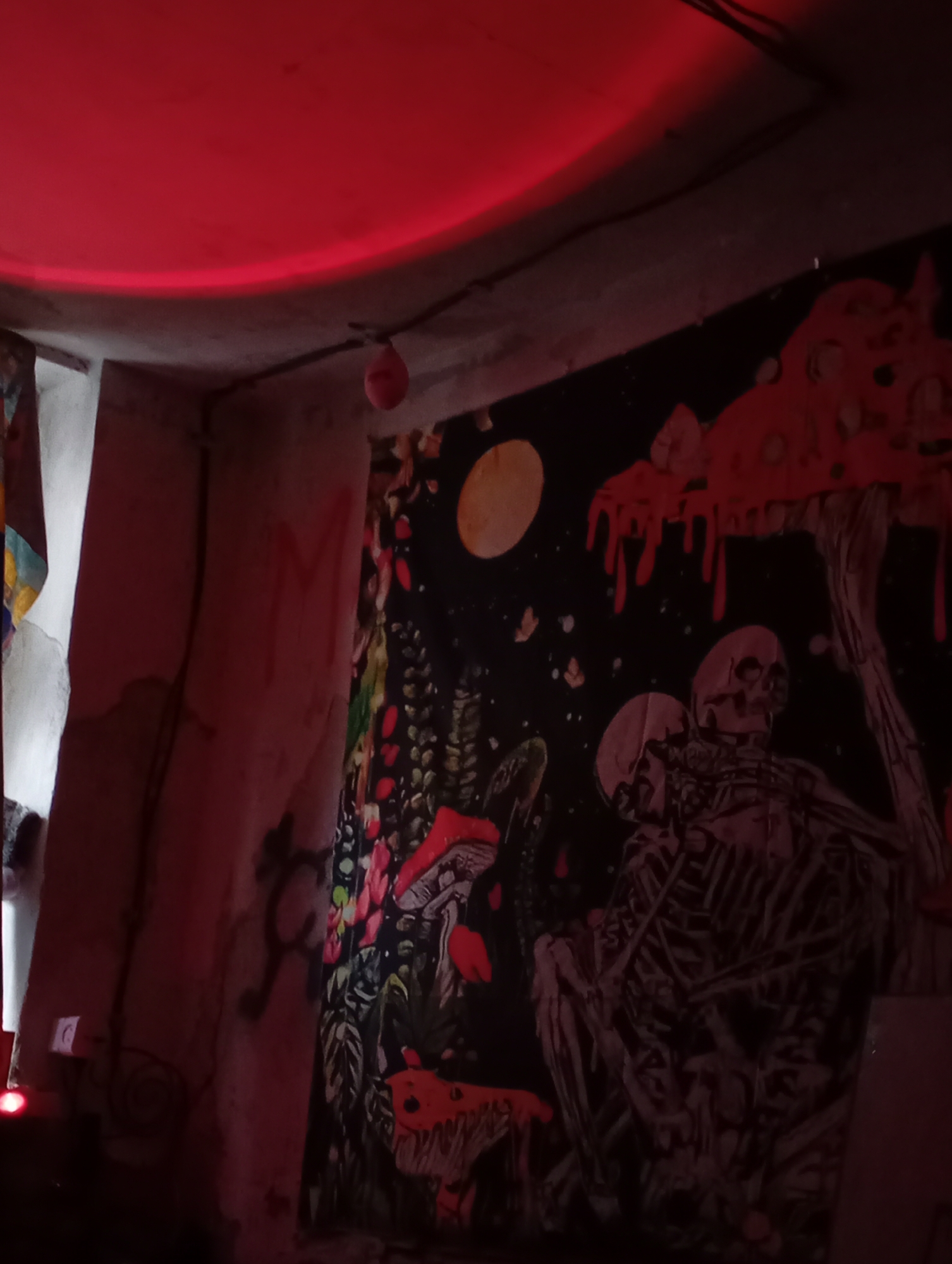 Red-lit underground venue documented in Krasnodar early morning