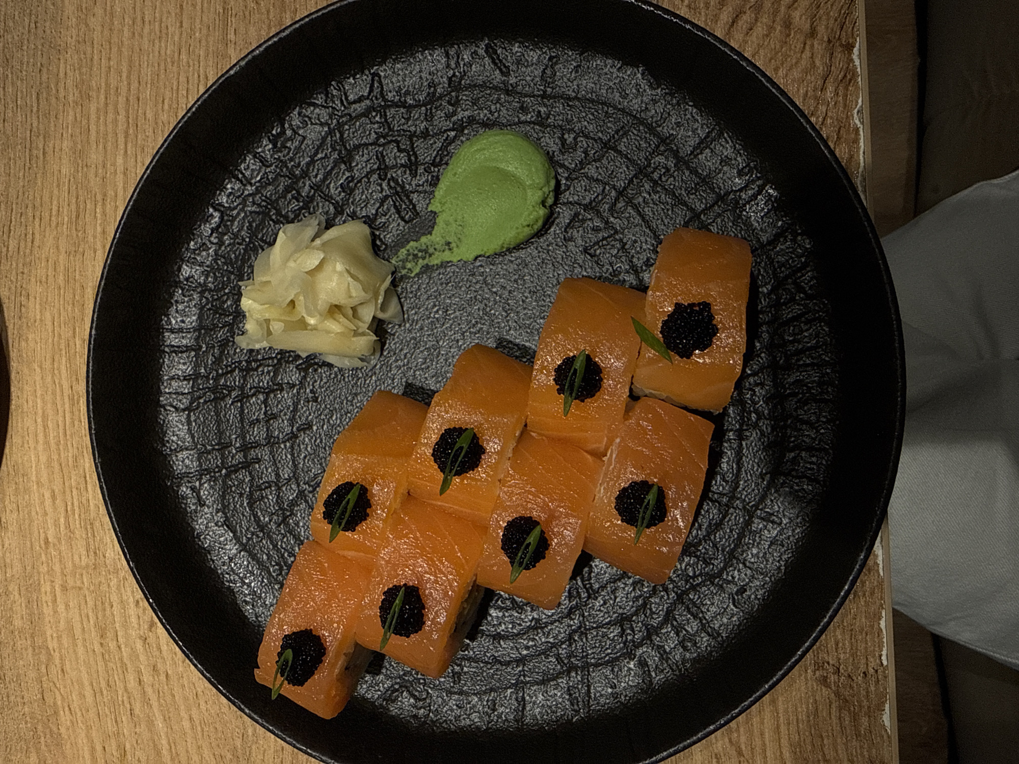 Sushi and salads at a Chaikovsky restaurant