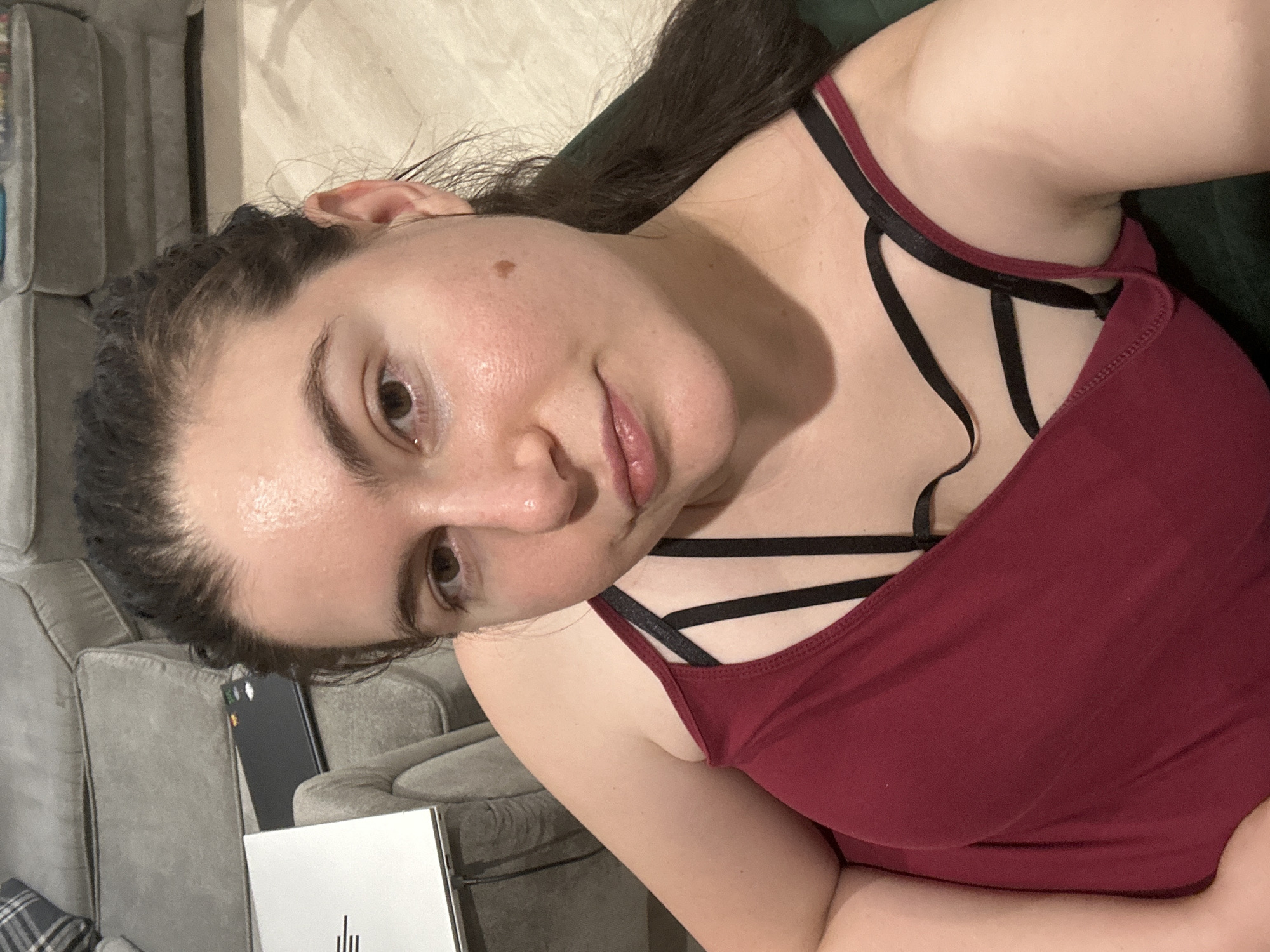 Evening selfies at a Leeds home, number-three balloon in the mix