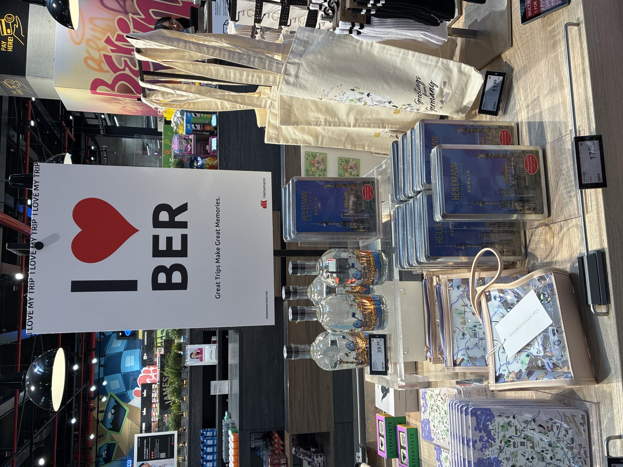 Traveler documents Berlin Brandenburg Airport shops and terminal features