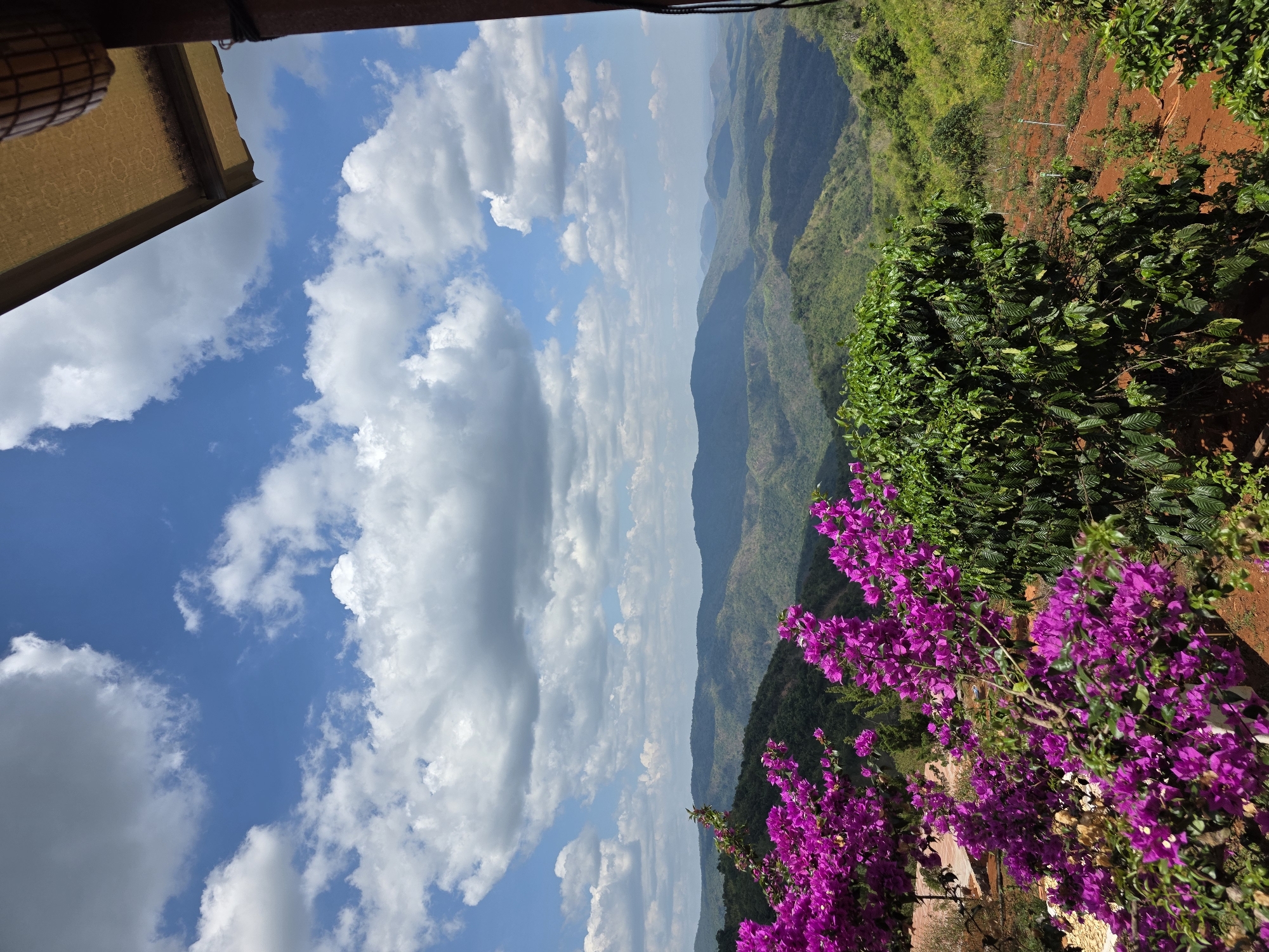 Morning mountain views captured from elevated balcony in Nao Sẻ