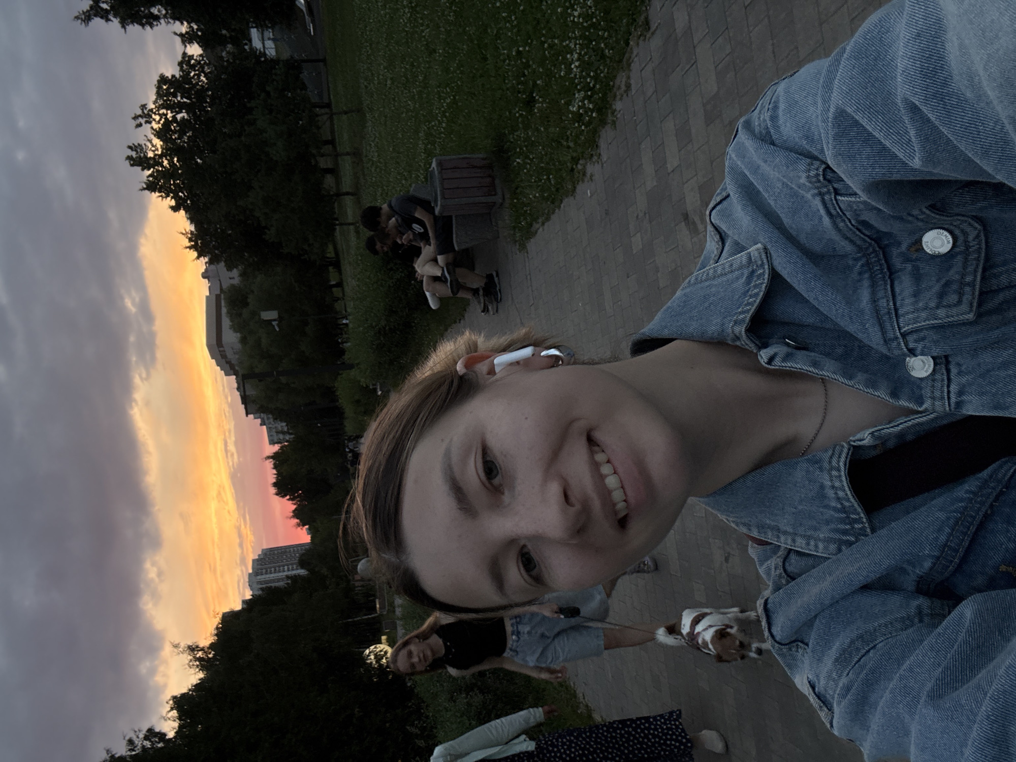 Sunset stroll through a Moscow park, golden hour in full effect