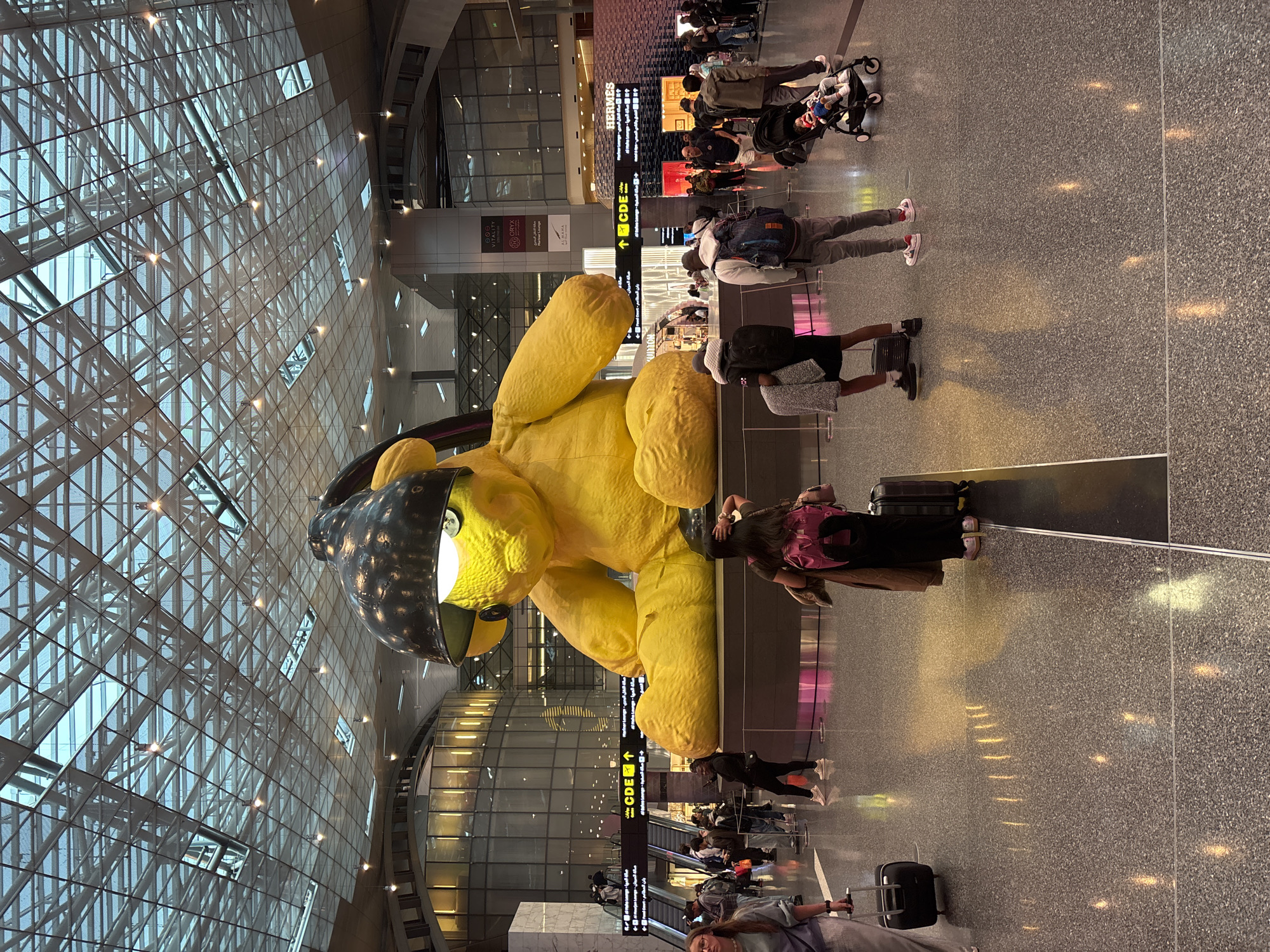 Giant yellow teddy bear statue spotted at Doha airport