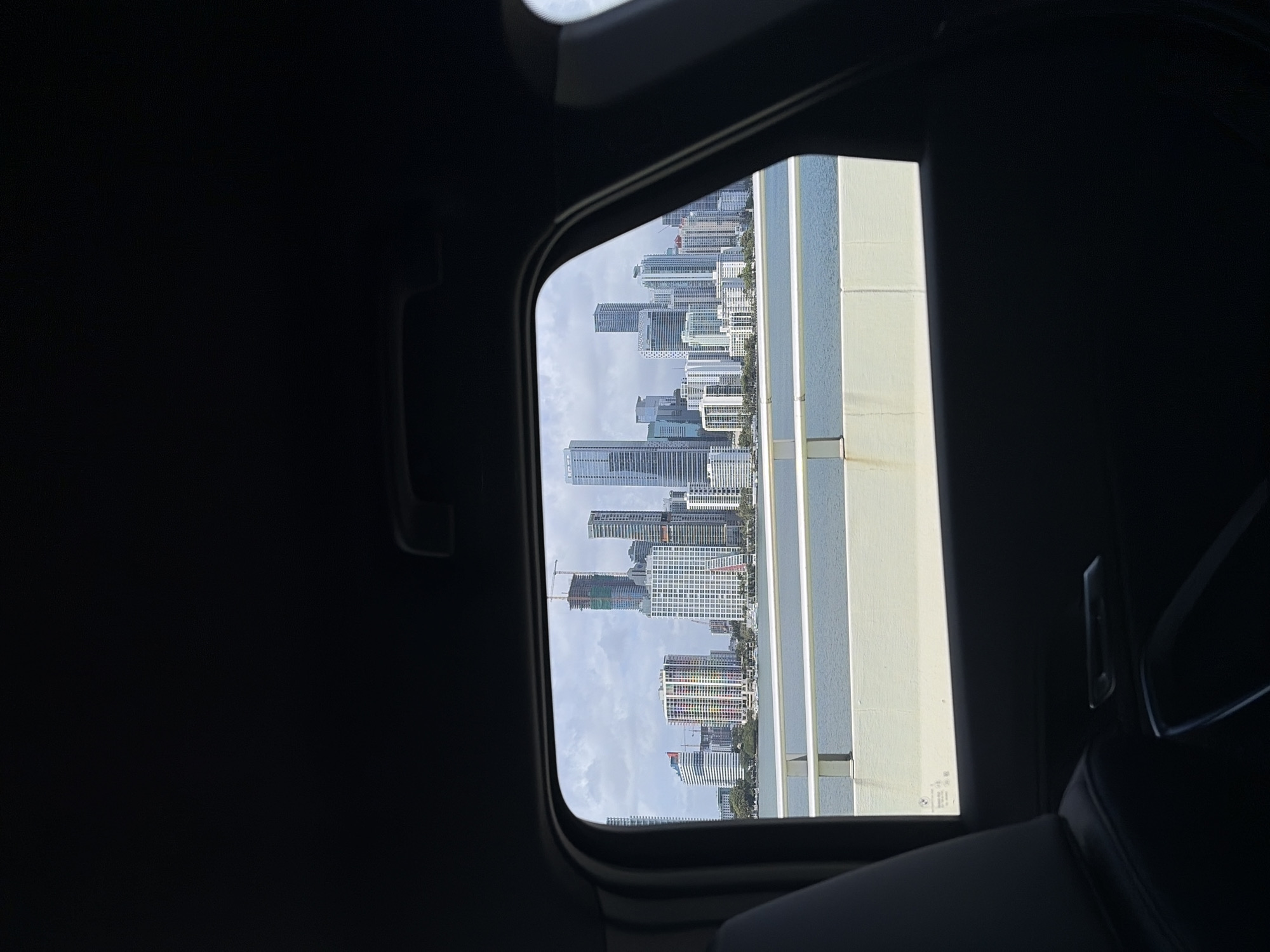 Miami skyline and bridge views captured from moving vehicles