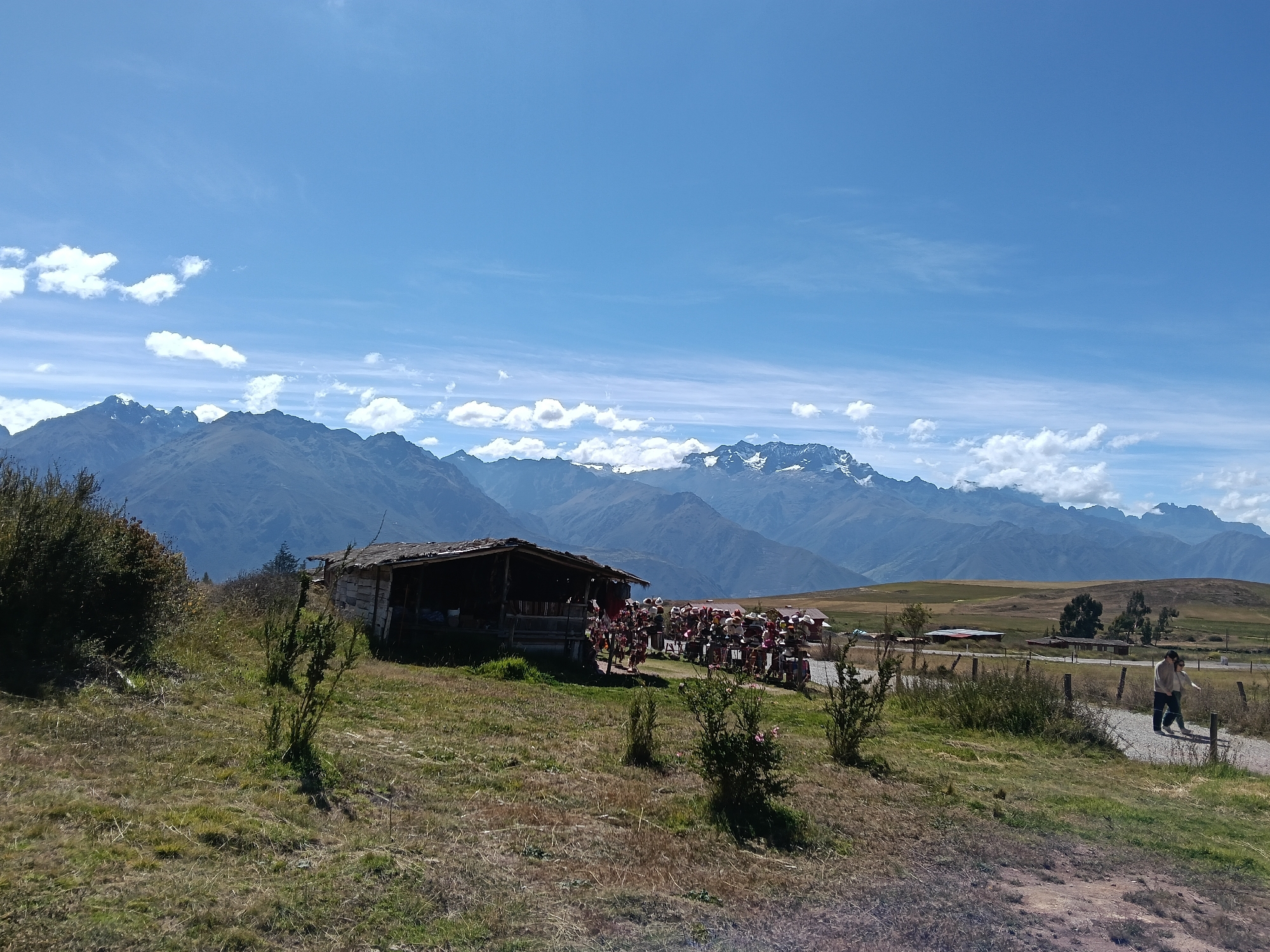 Tourist group visits ancient Moray terraces in Peru