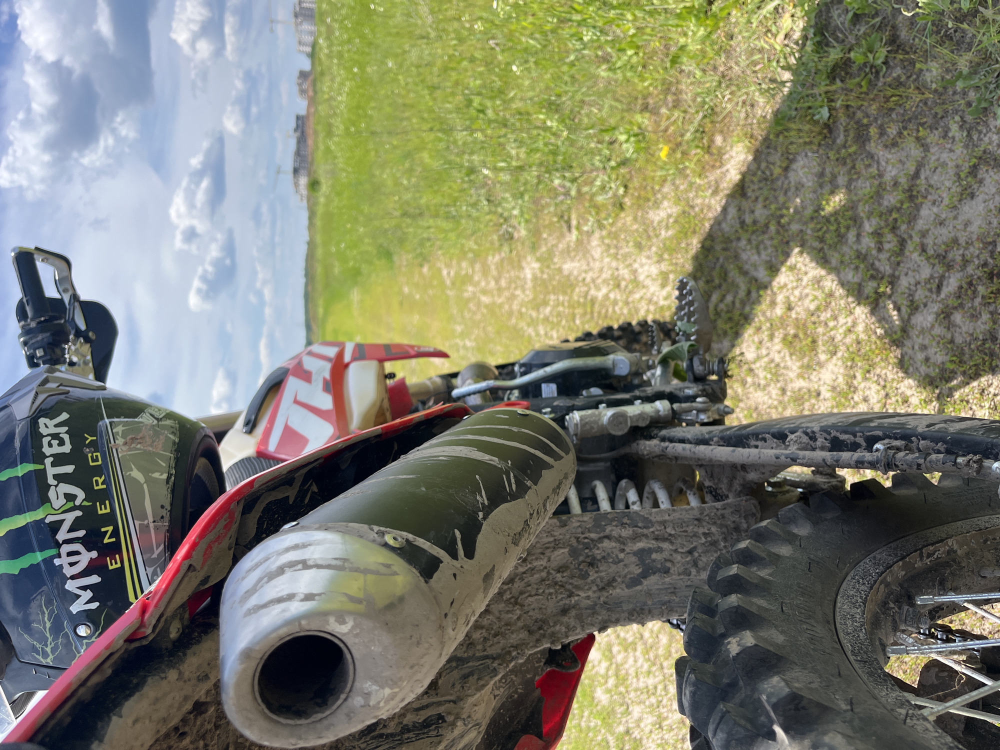 Dirt bike spotted on rural path near Vasilyevo