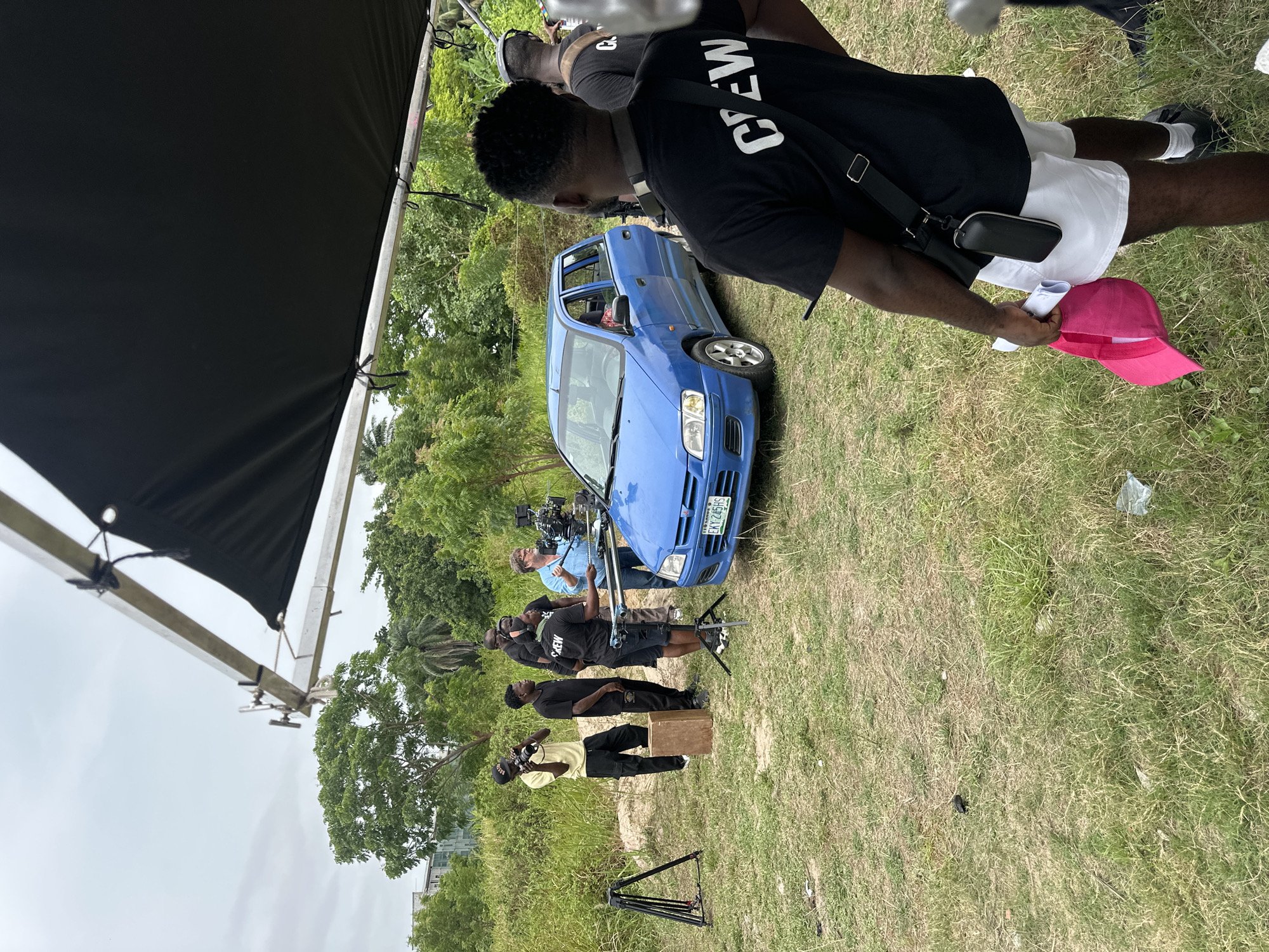 Film crew shoots on location in Lagos field