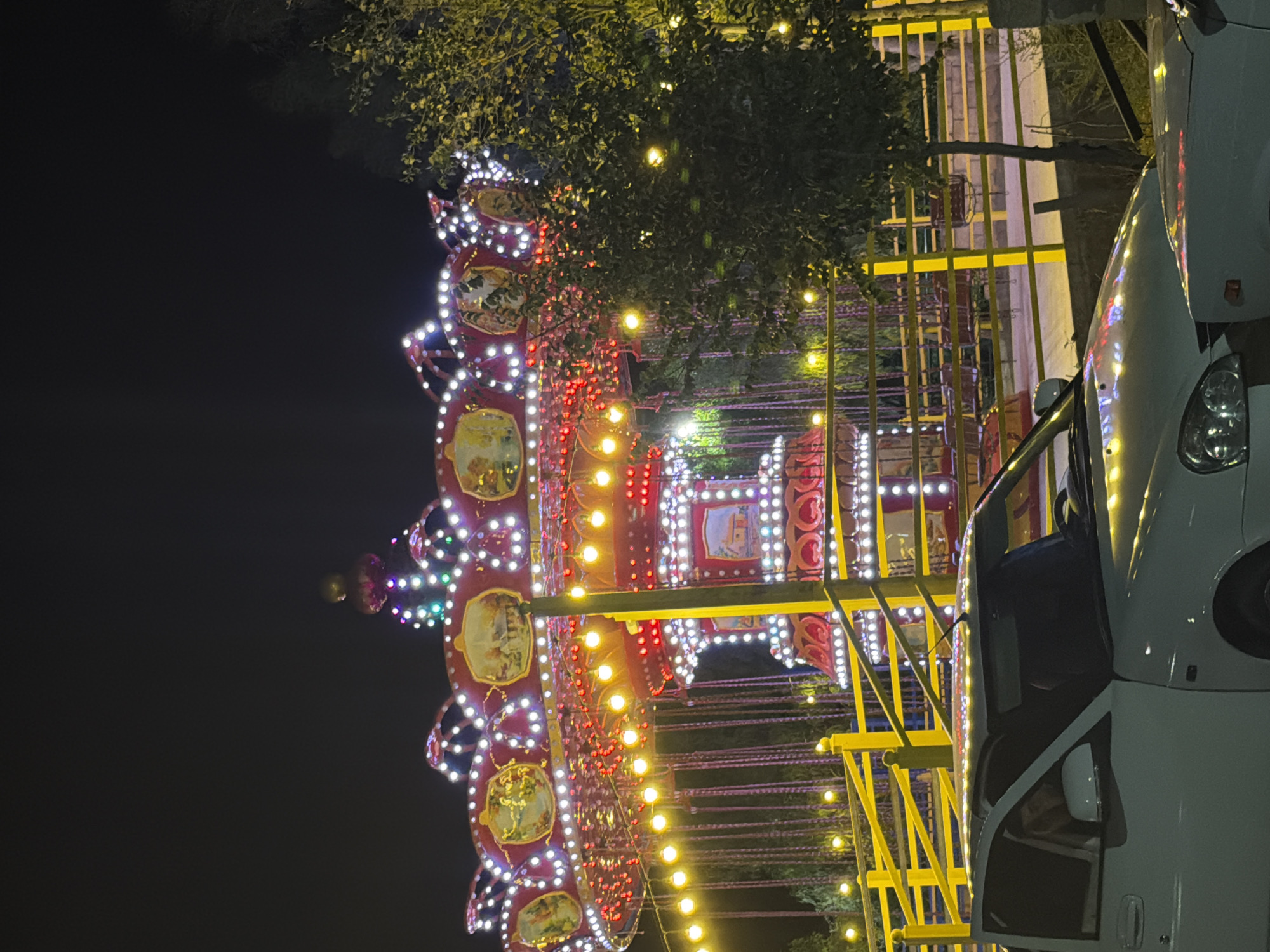 Hajigabul amusement park glowing after dark