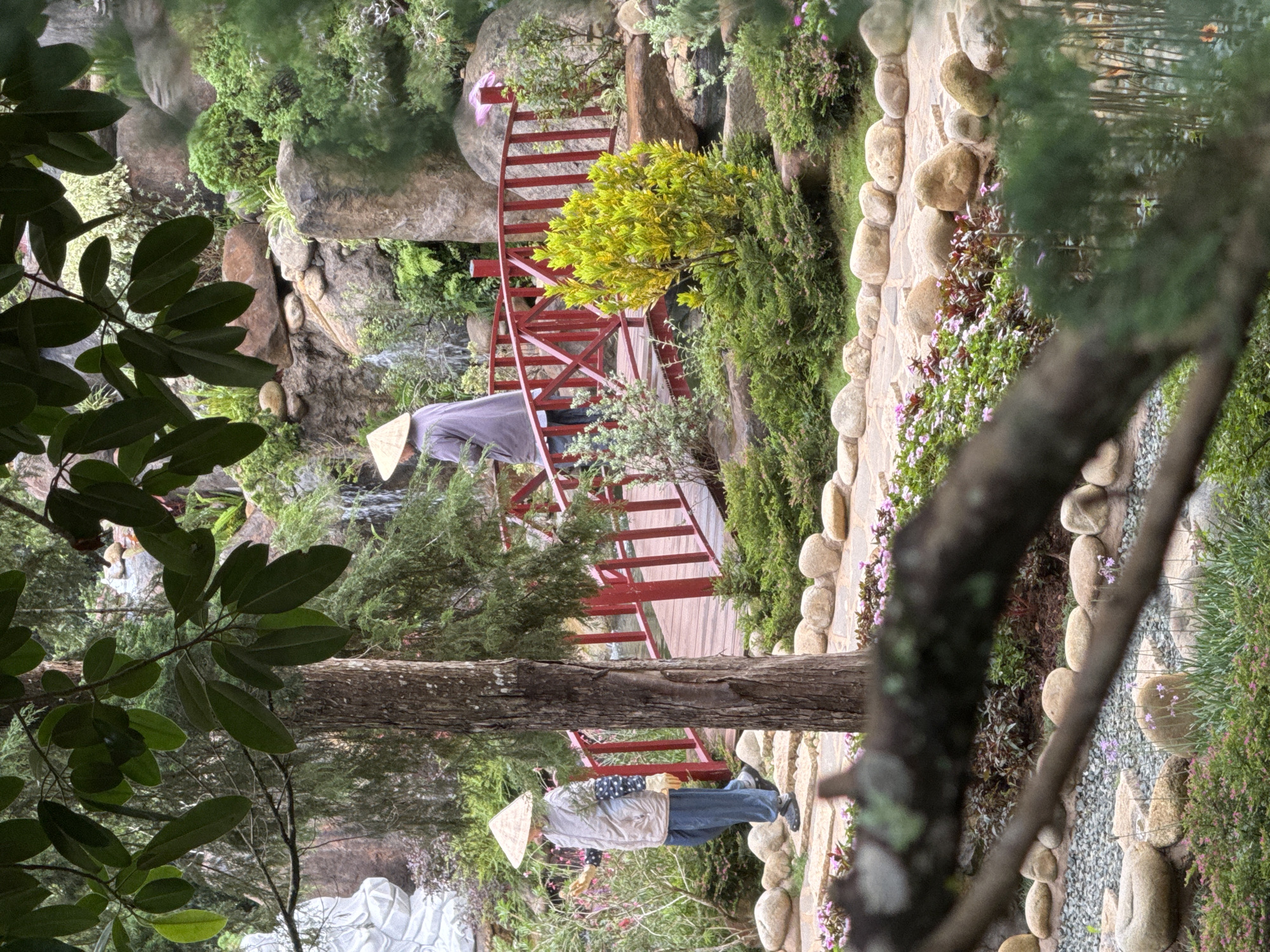 Late-night visitors explore Da Lat's Crazy House gardens