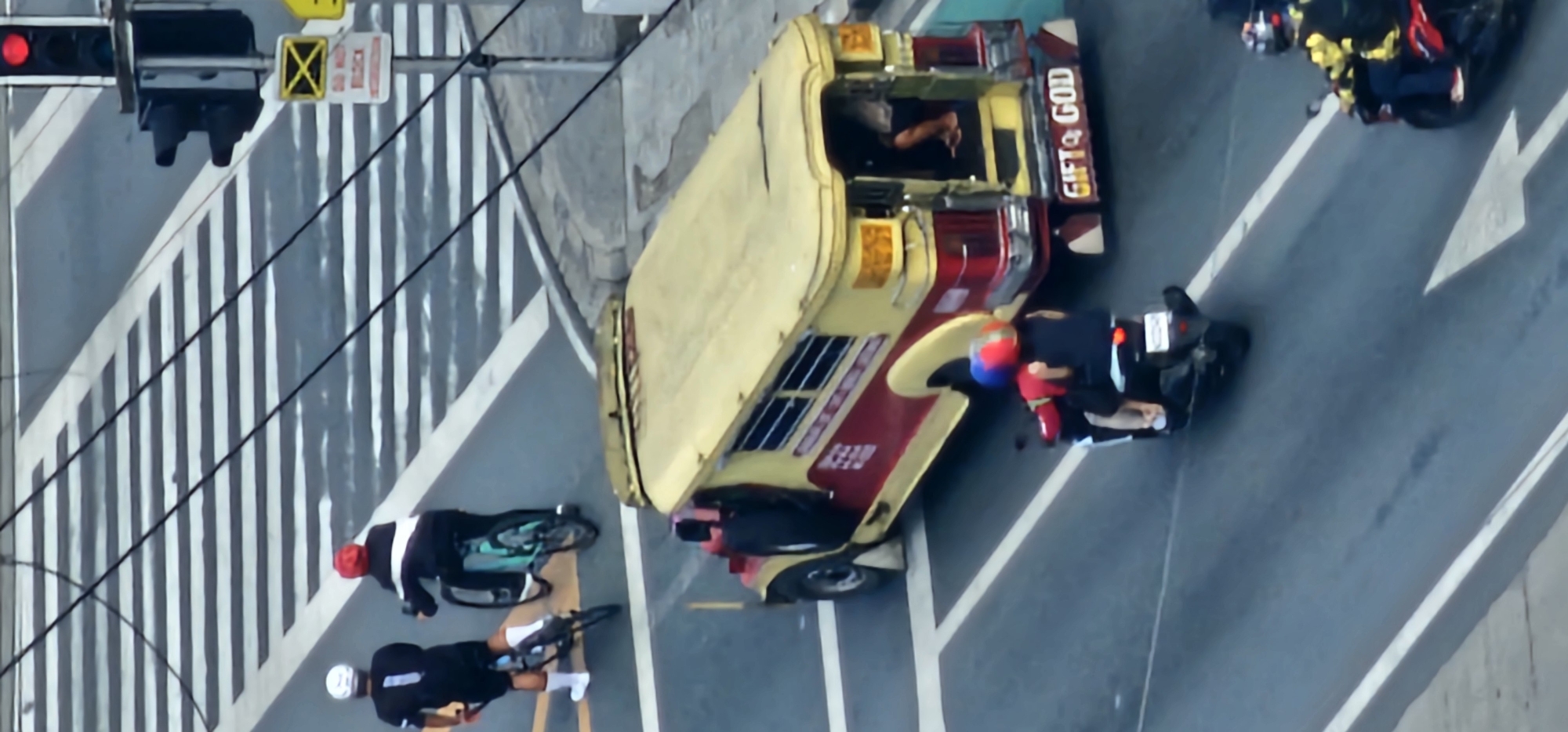 Makati streets from above: jeepneys, traffic, and city density