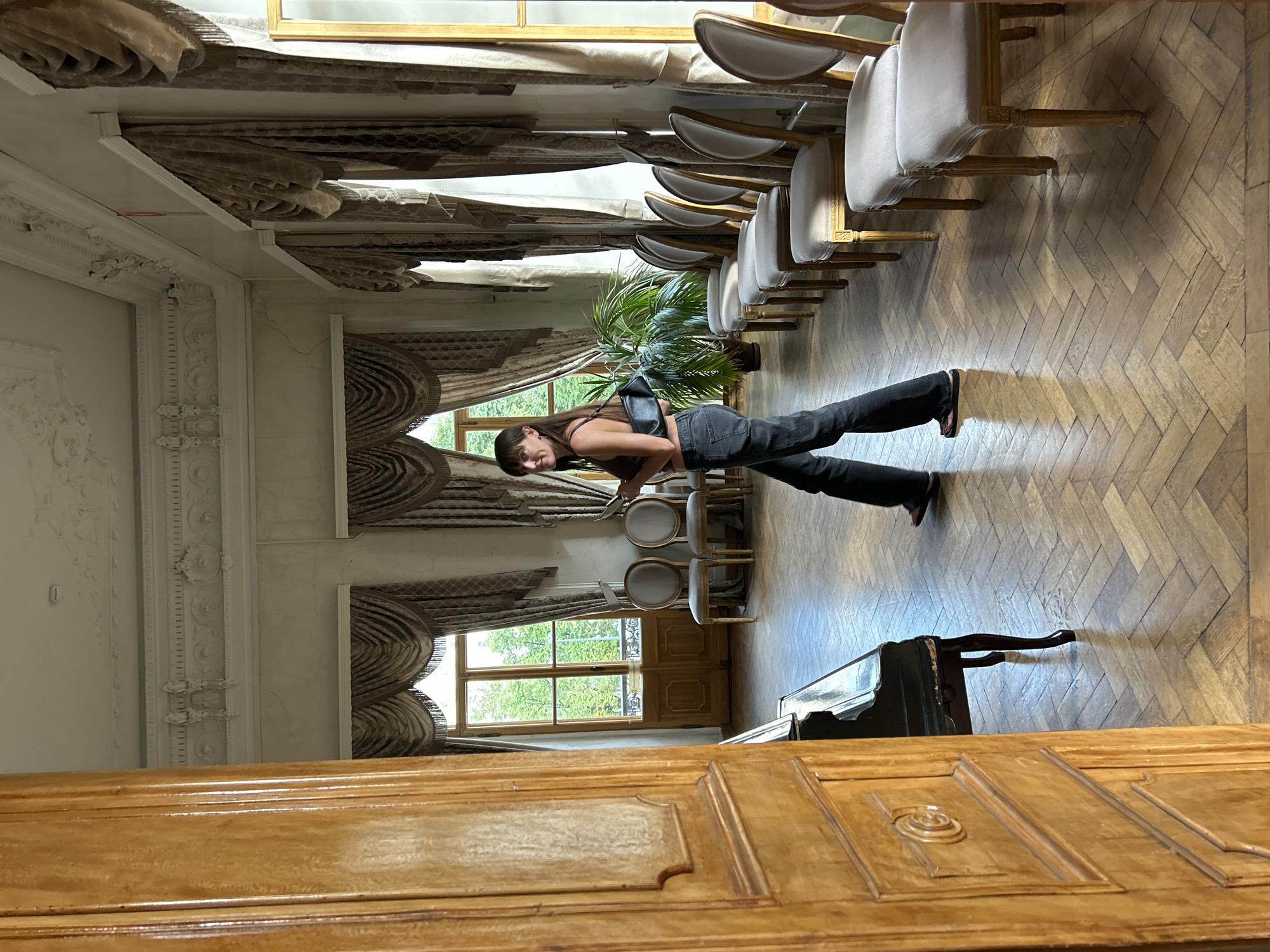 Exploring an ornate historic interior alongside a wedding shoot