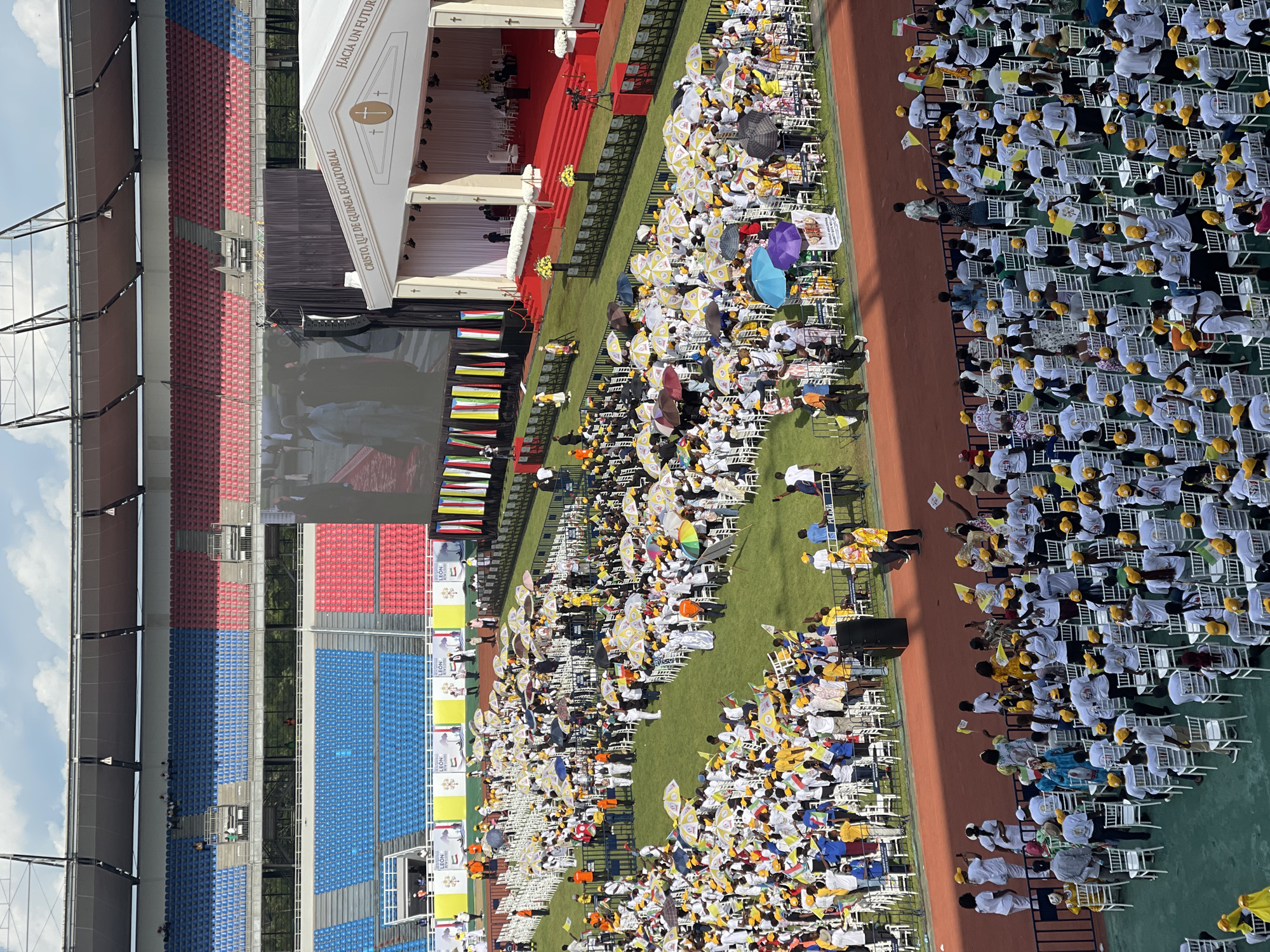 Mass religious gathering fills stadium in Bata, Equatorial Guinea