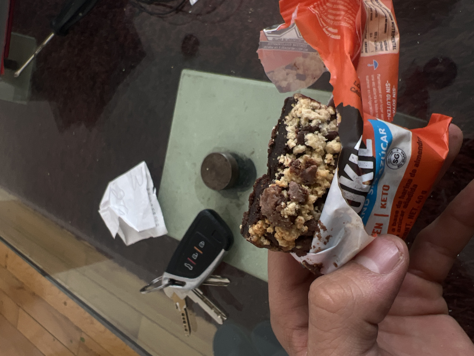 Person enjoys chocolate snack at home in Mexico City