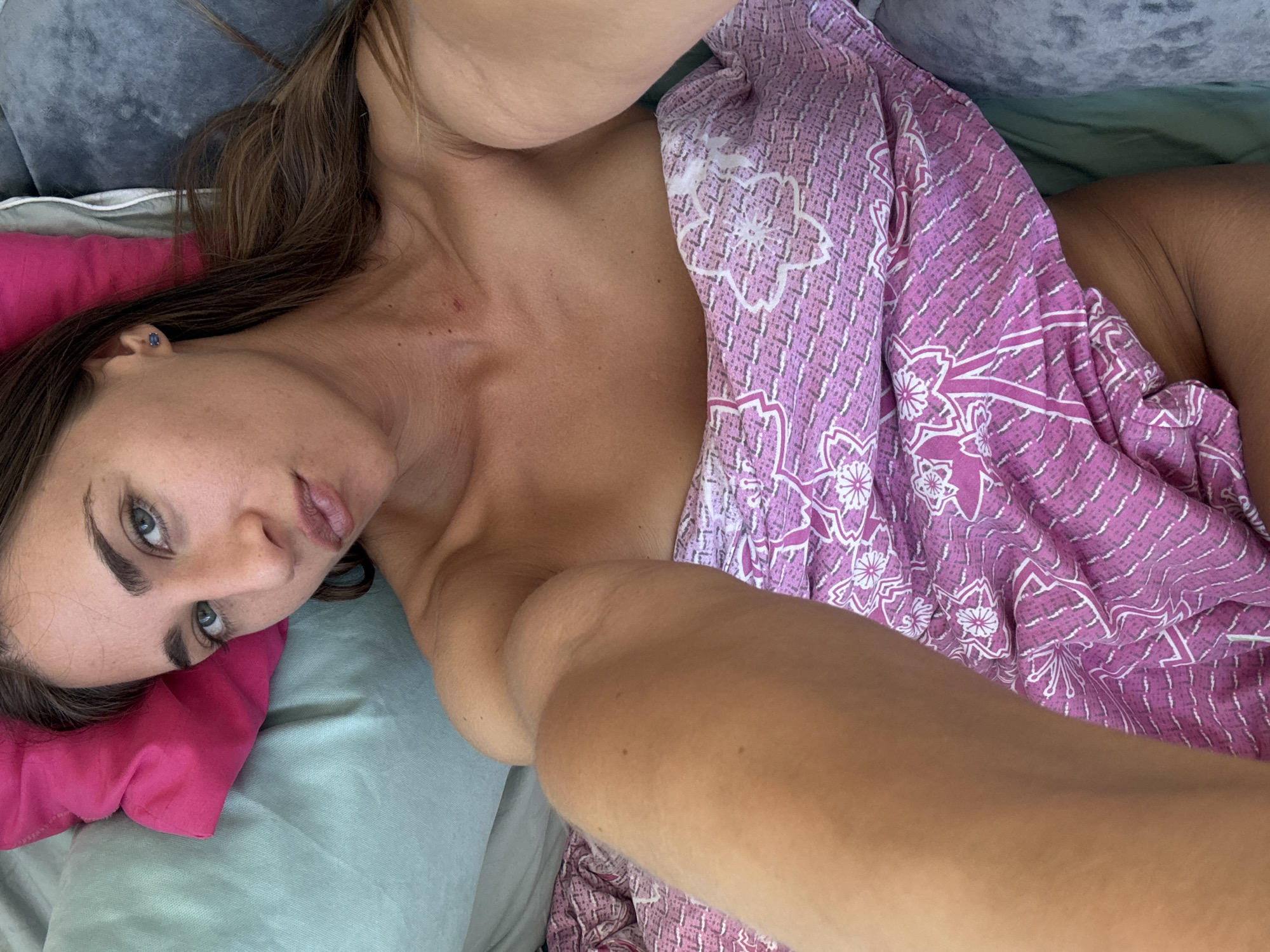 Relaxed selfie moment on a bed in Sinyavino