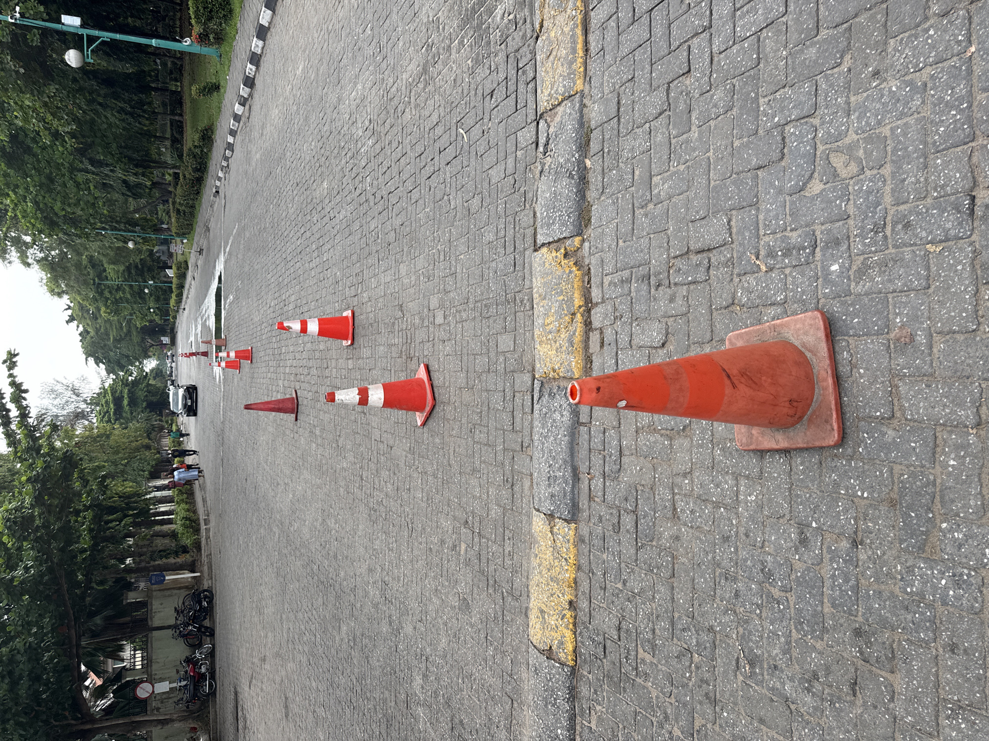 Street scene documented in Lekki showing paved road with cones