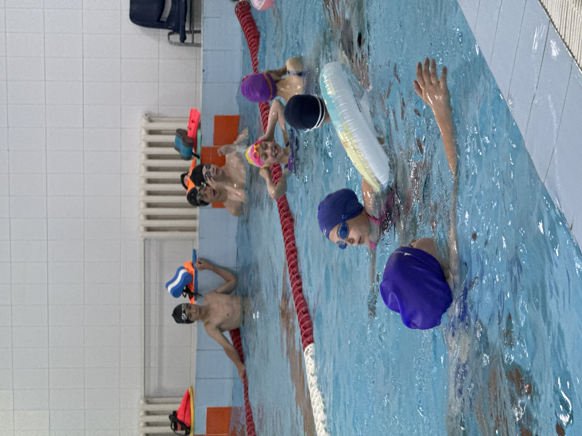 Children's swimming lesson at an indoor pool in Birobidzhan