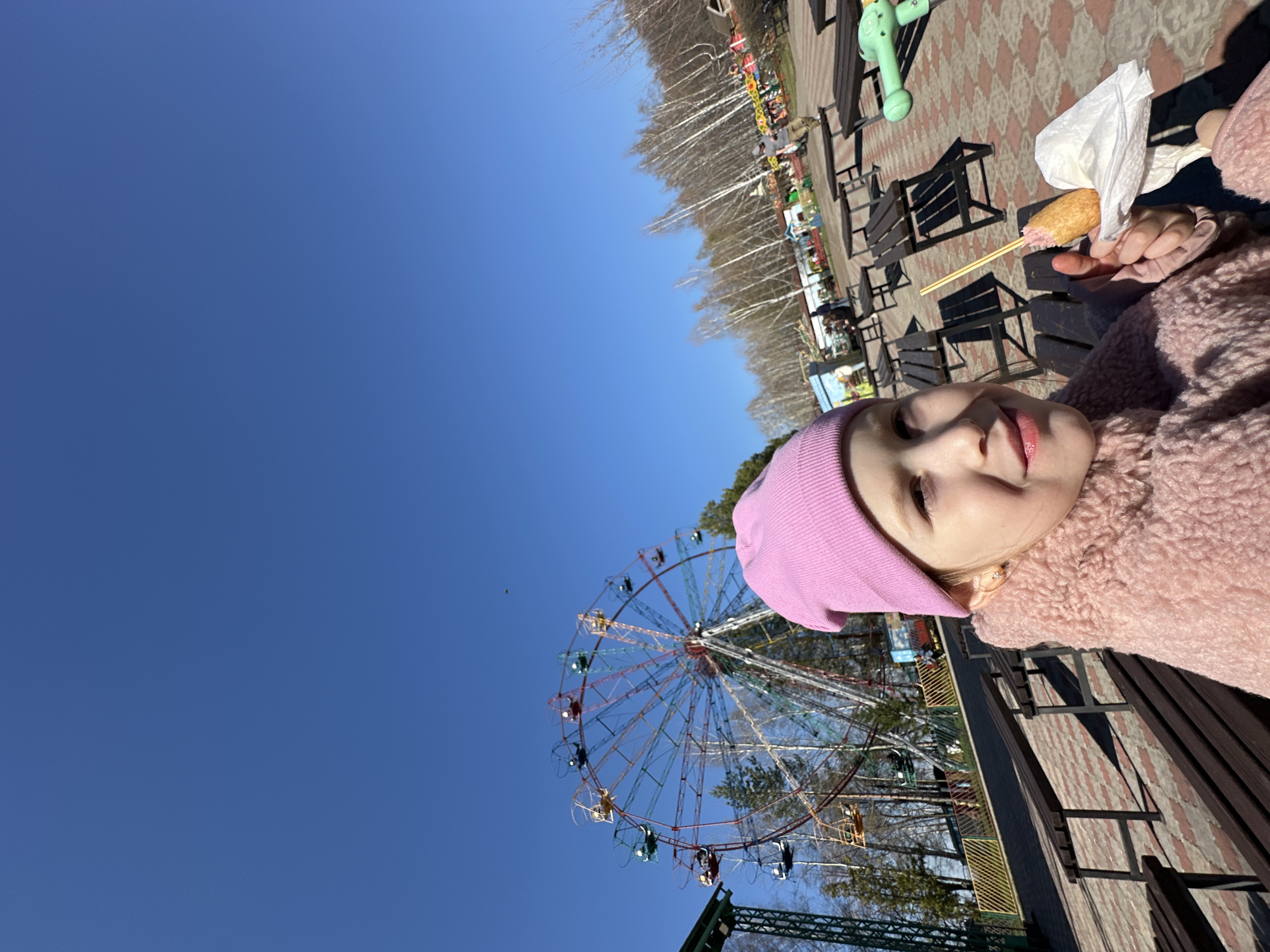 Family enjoys spring day at Chaikovsky amusement park and waterfront