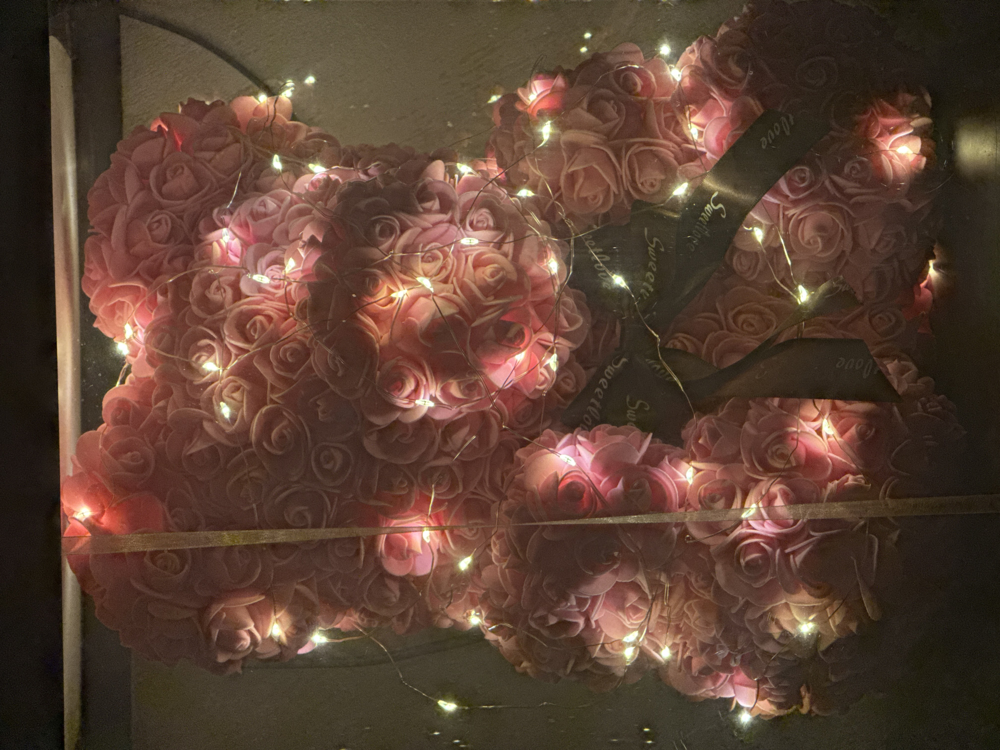 Illuminated rose bear with love message spotted in Sofia