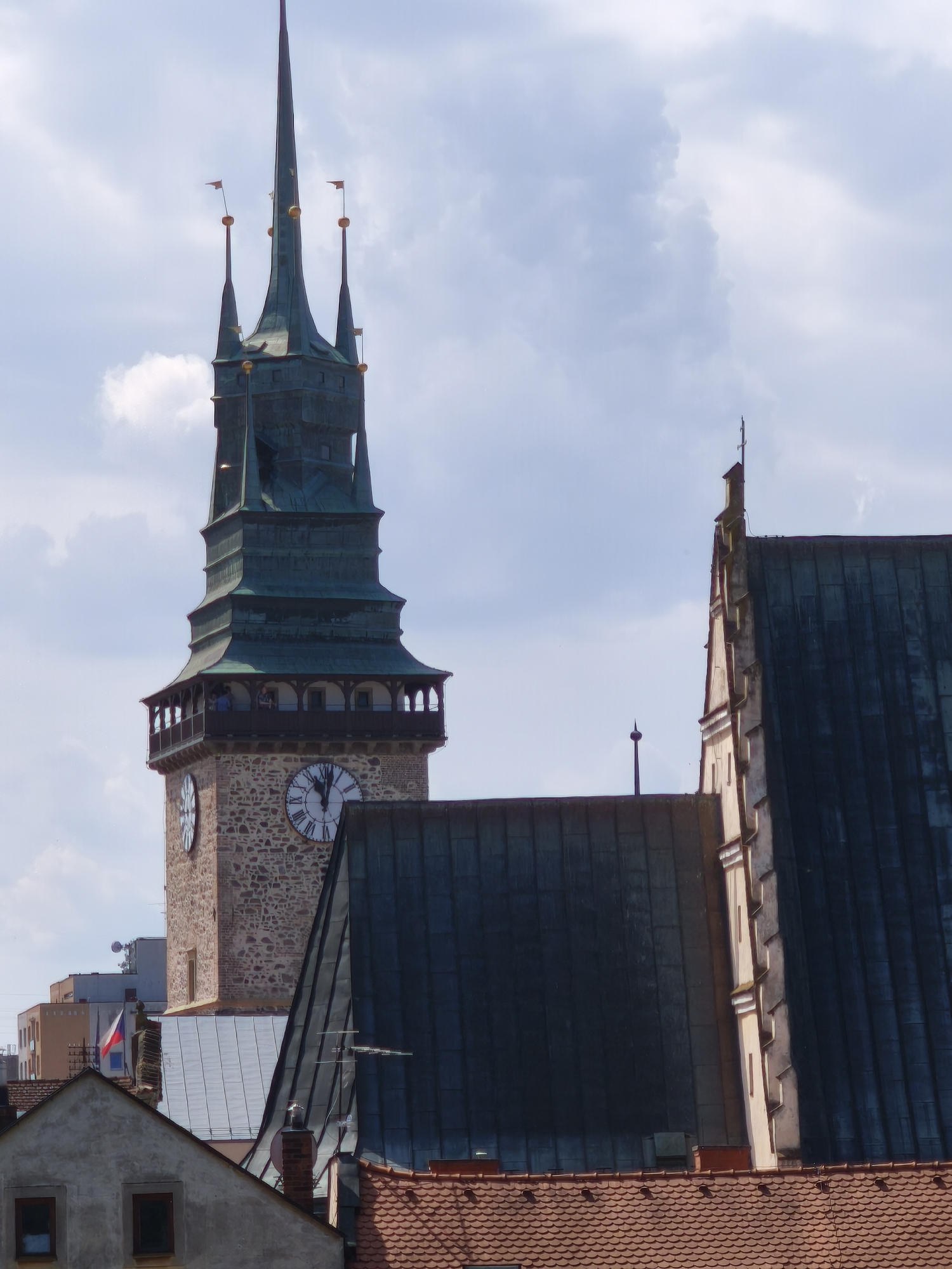 Pardubice old town landmarks on a July morning