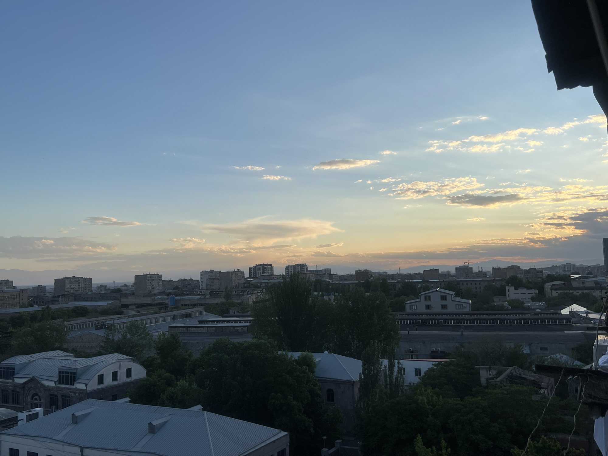 Twilight descends over Yerevan with Mount Ararat backdrop