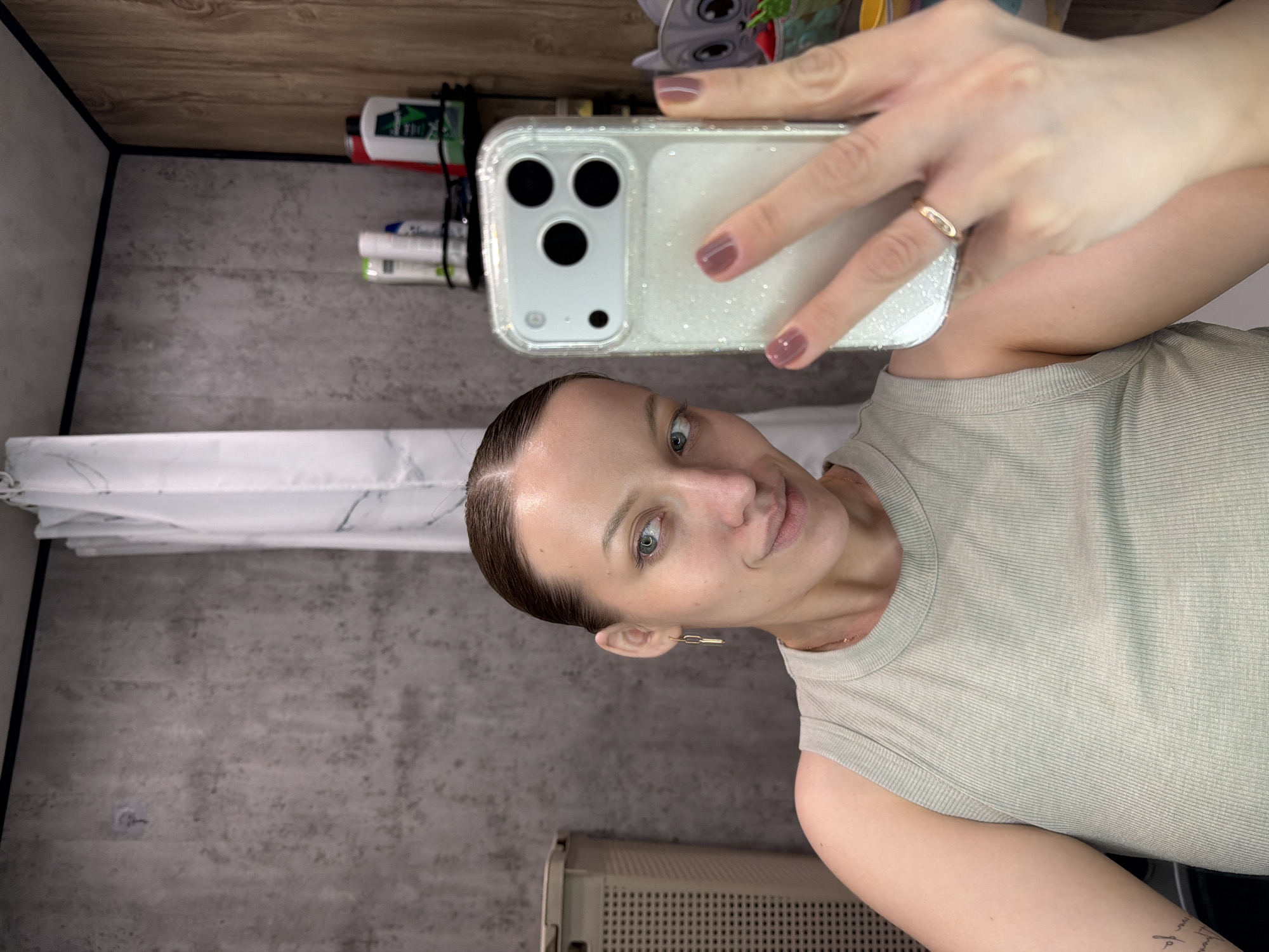 Woman documents personal moments in Reshetnikovo bathroom