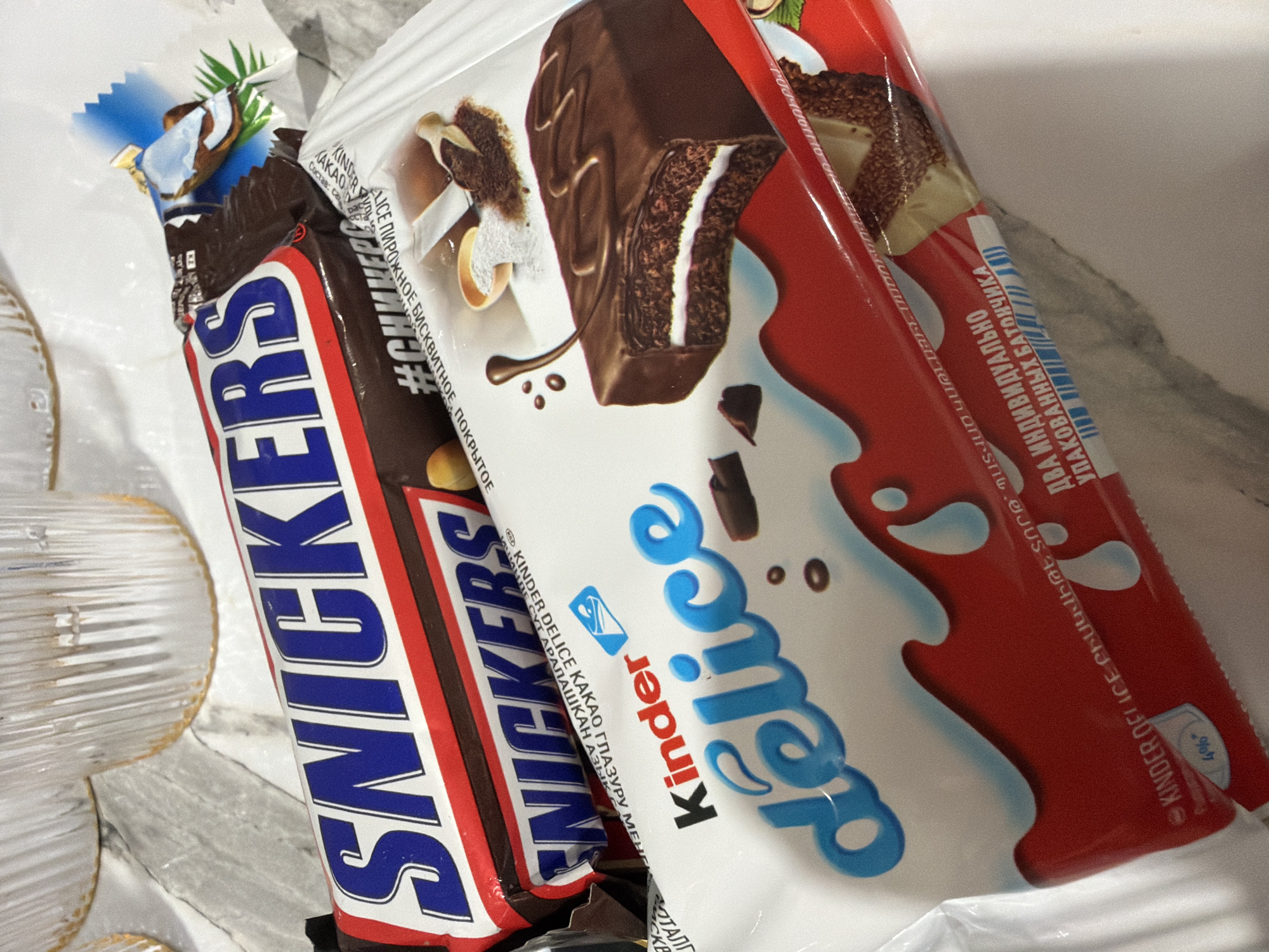 Candy bars photographed on surface in Yerevan, Armenia