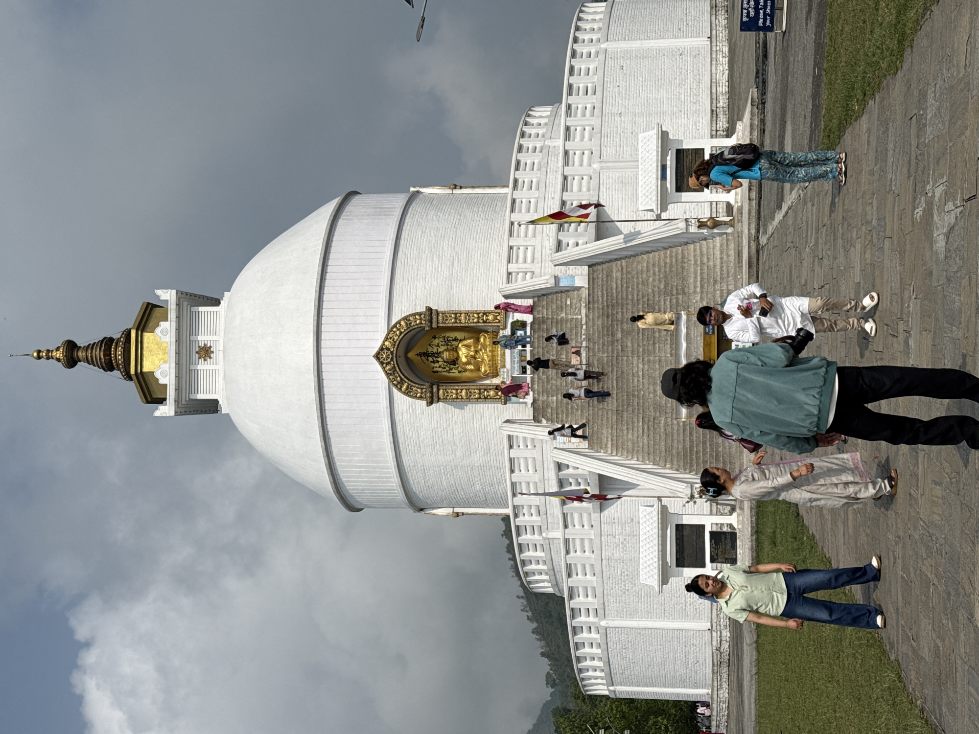 Early morning visitors gather at World Peace Pagoda, Pokhara