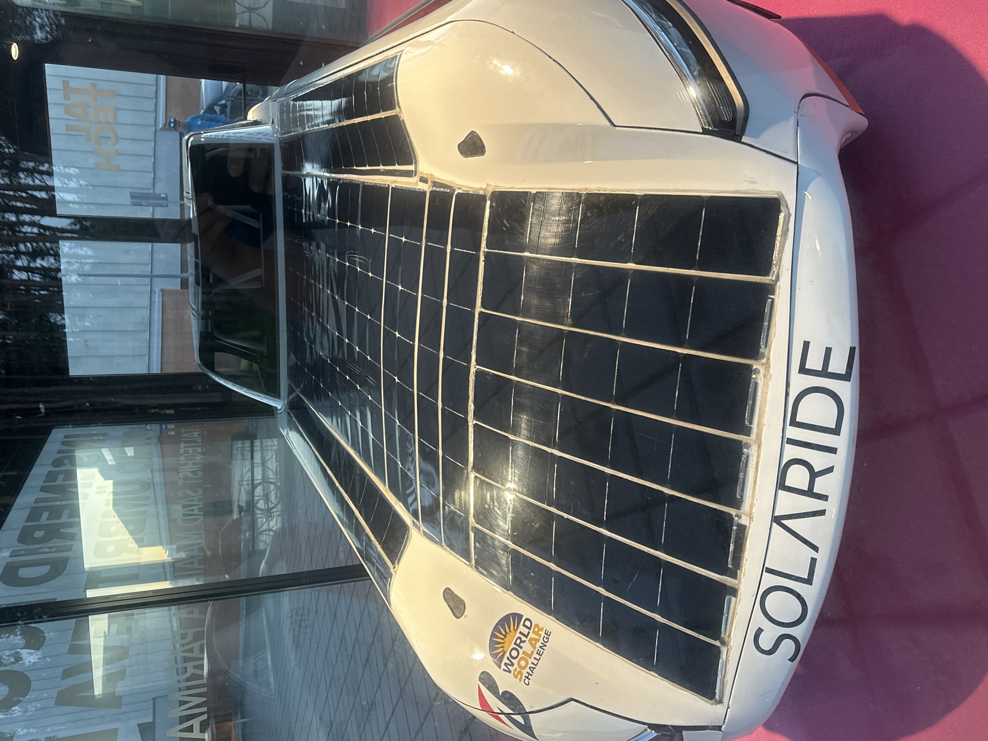 Solaride race car on public display in central Tallinn