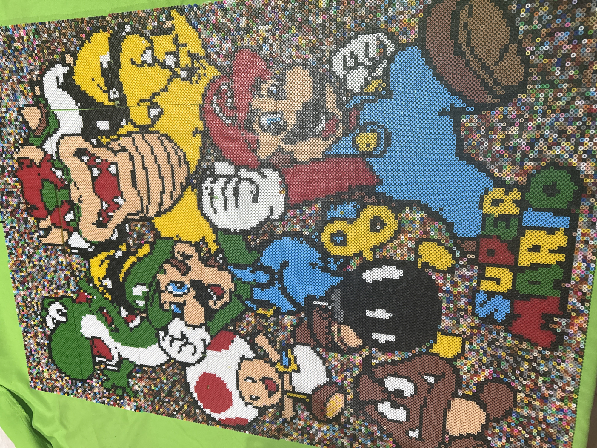 Super Mario World bead art documented in Puebla, Mexico