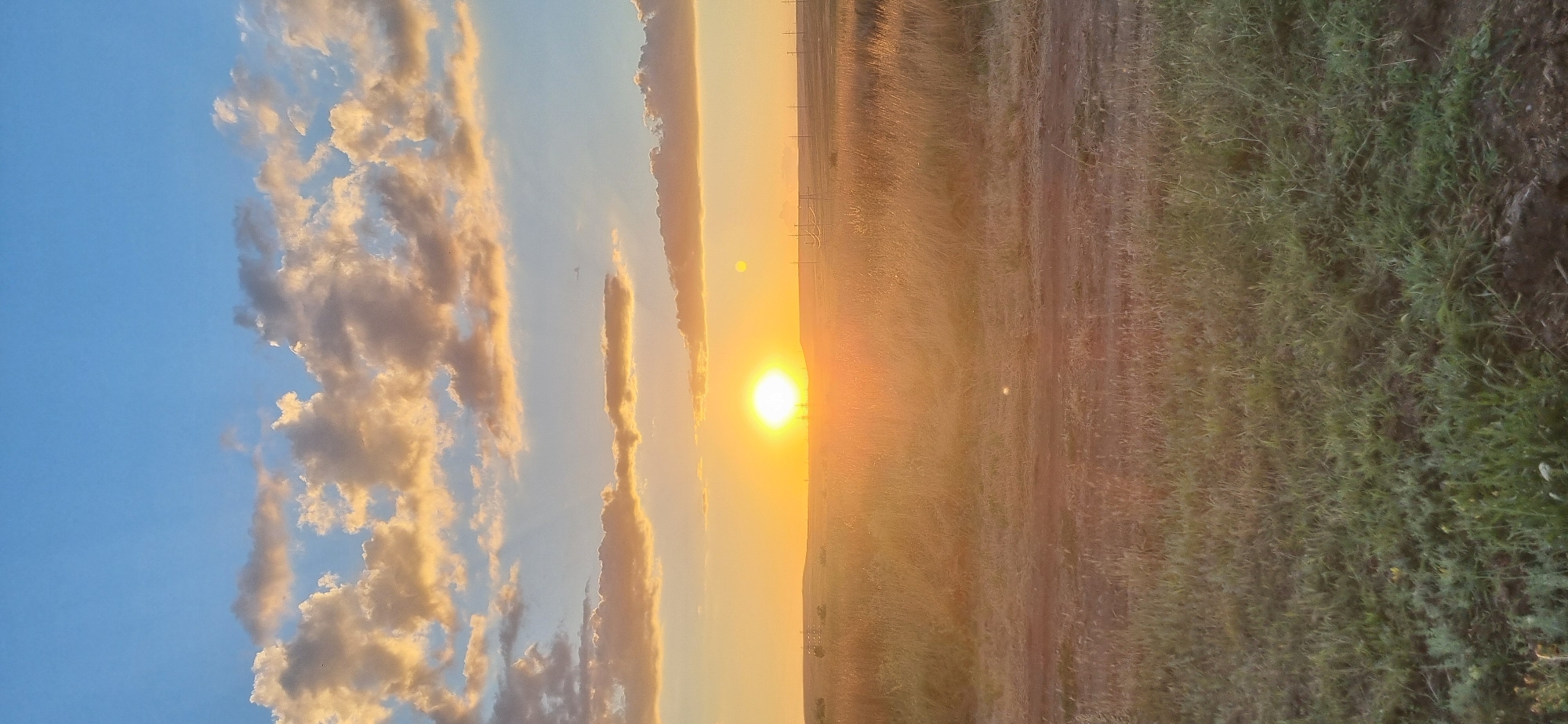 Quiet summer evening on a rural Ukrainian property at sunset