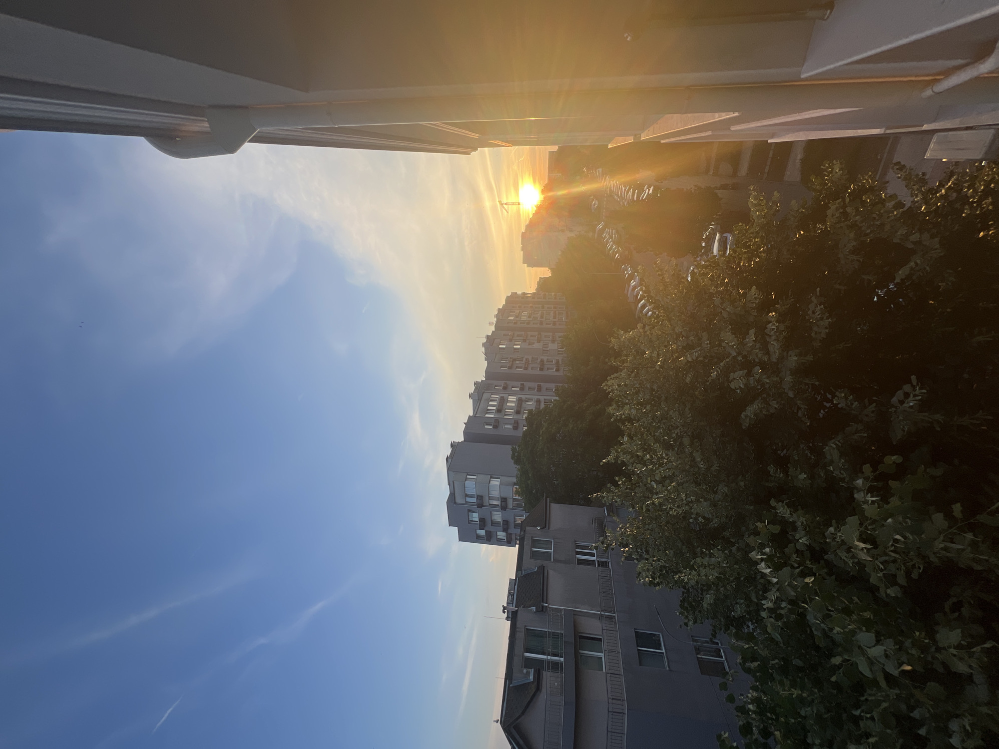 Evening sunset observed across residential Burgas, Bulgaria