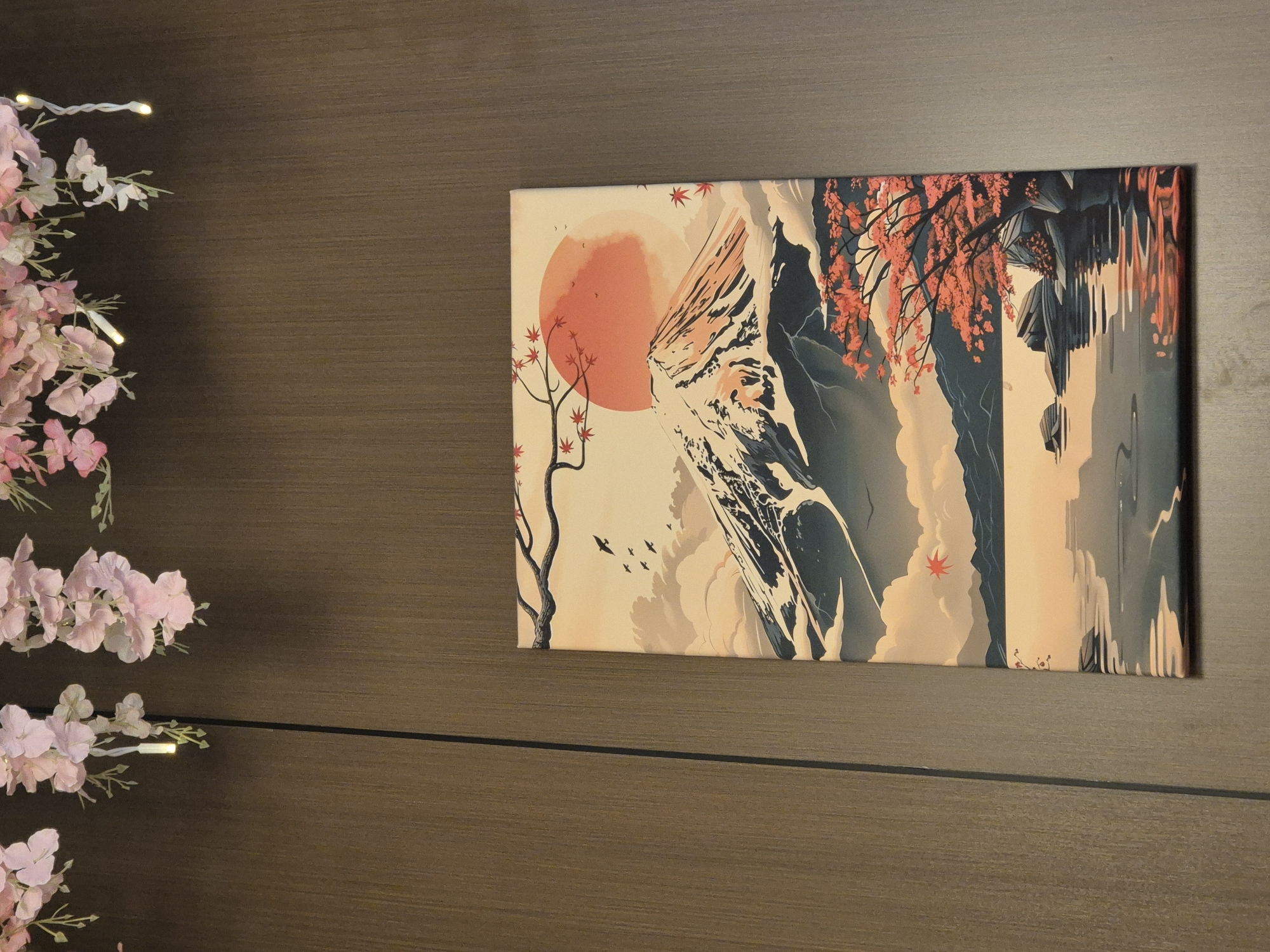 Home interior documented in Kokshetau featuring artwork and prayer rug