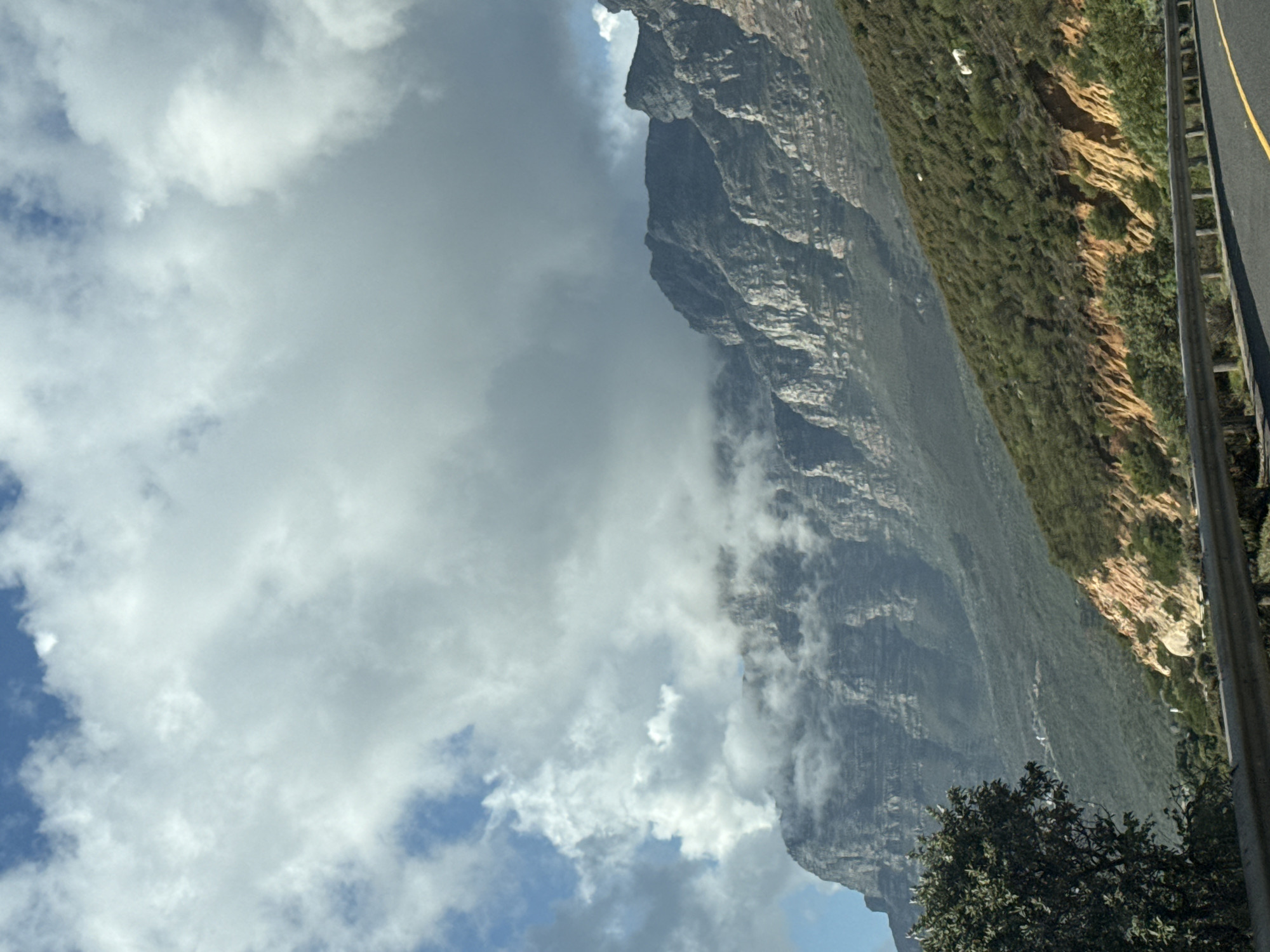 Table Mountain shrouded in heavy clouds and mist