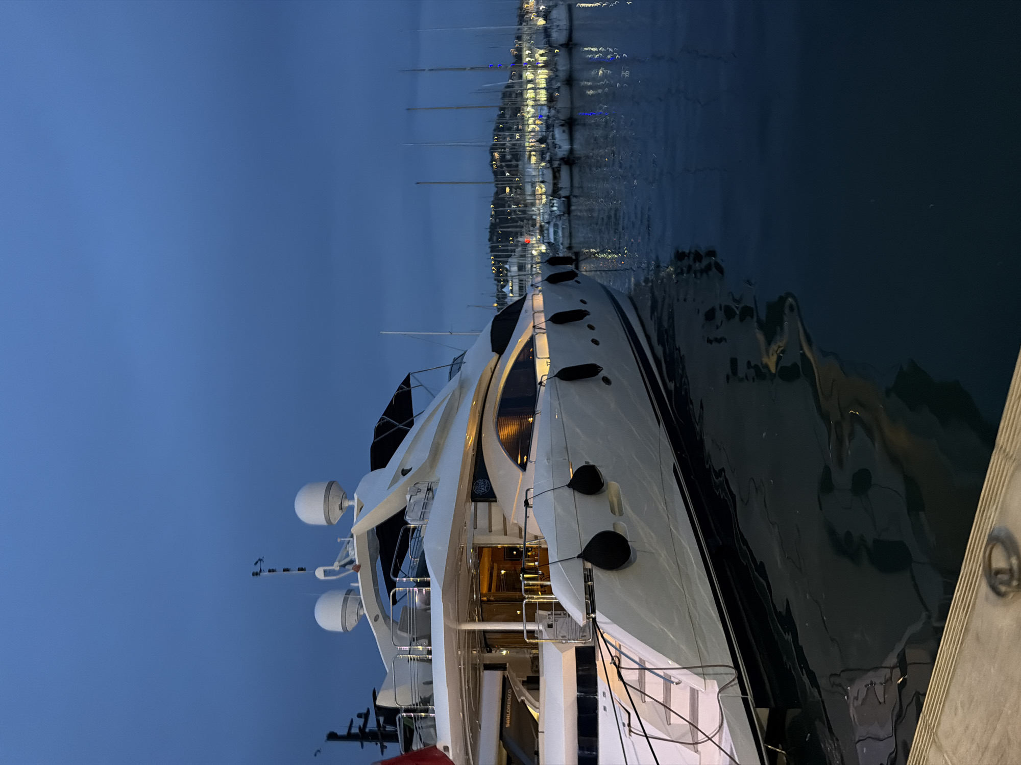 Luxury yachts captured at twilight in Cannes marina