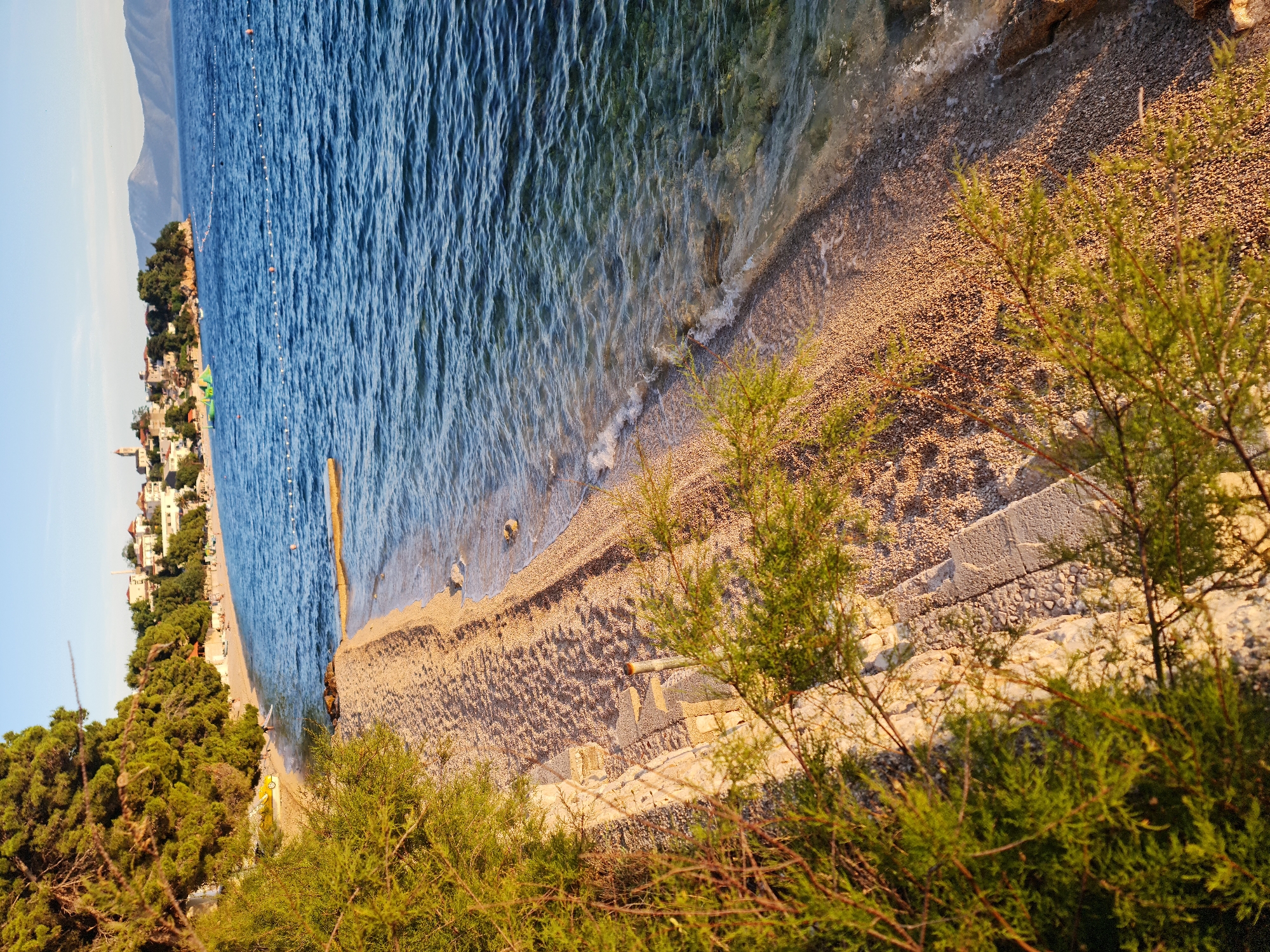 Sunset evening along the Adriatic shore in Gradac, Croatia