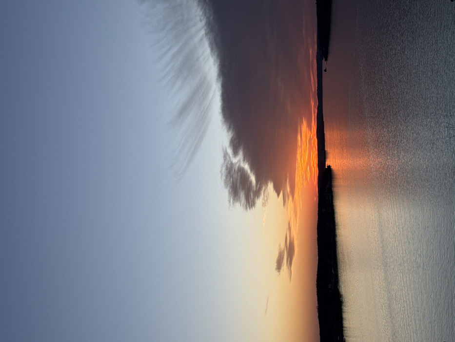 Sunset photographed over water near Lake Ozark, Missouri