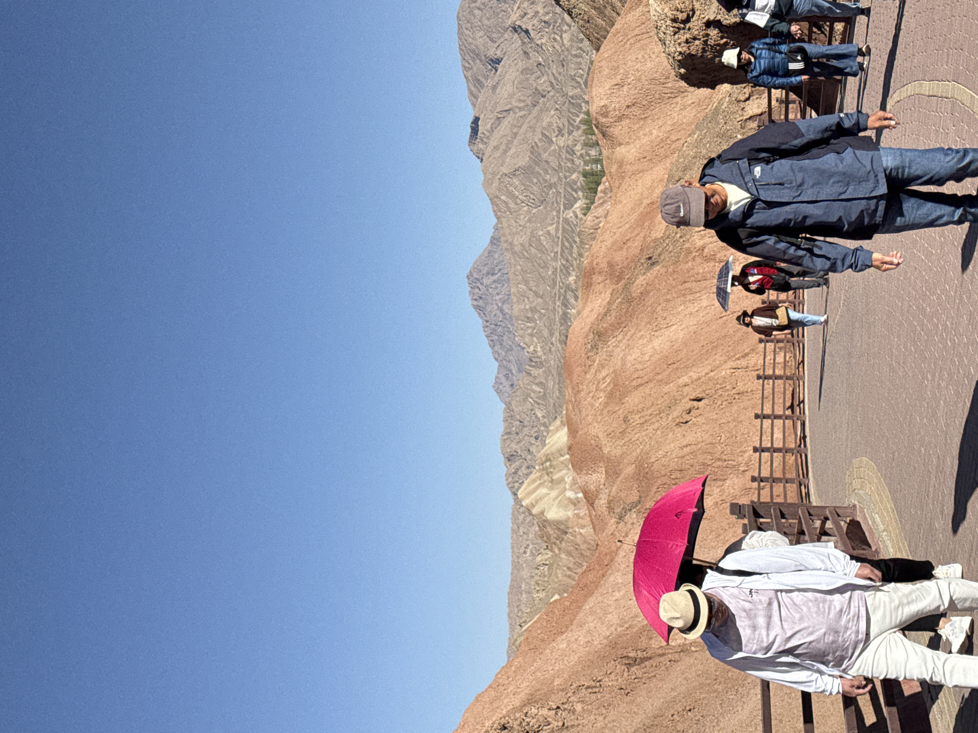 Tourists visit scenic mountain overlook in Nantai, China