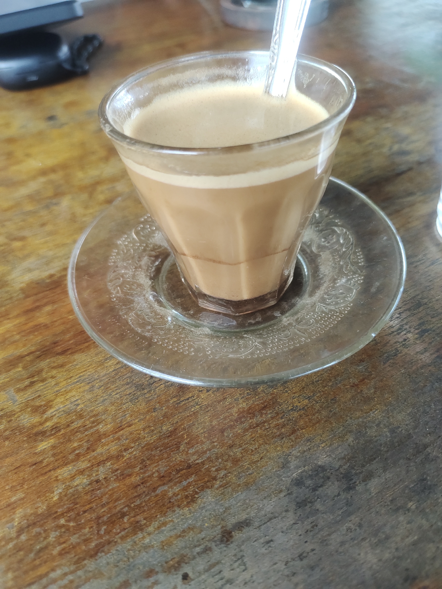 Morning coffee stall visit documented in Mee, Indonesia