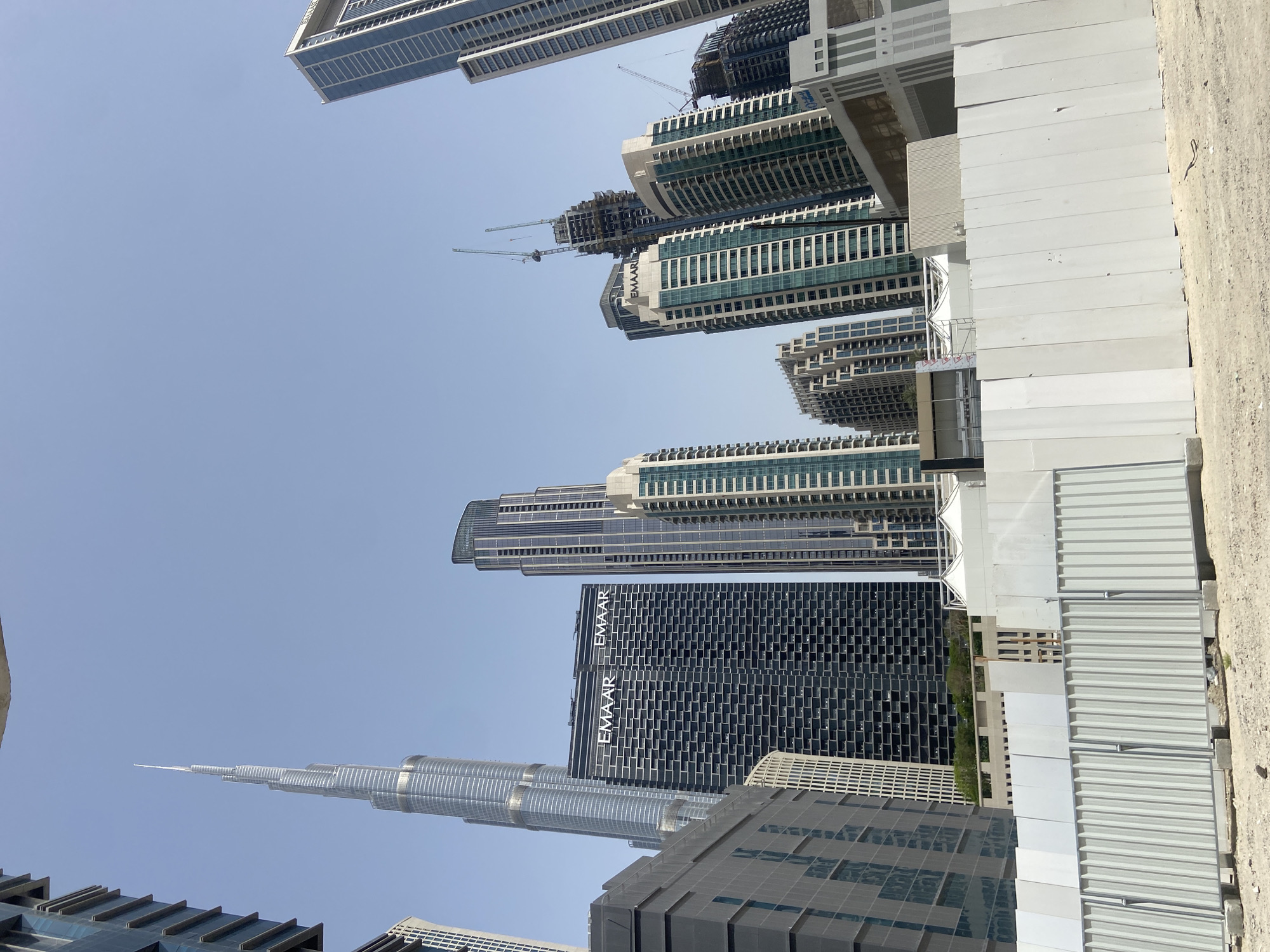 Tourist documents Dubai skyline tour in downtown area