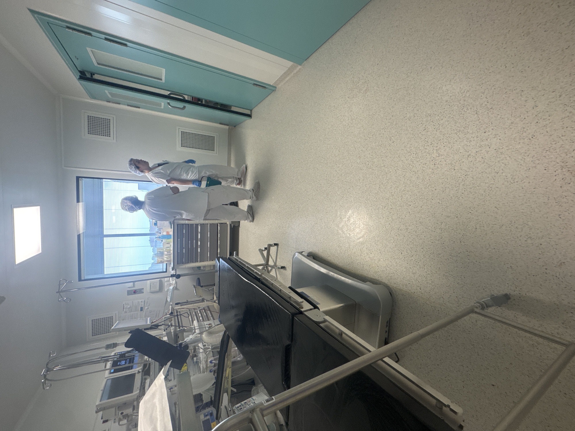 Medical personnel observed in surgical attire at Tourcoing facility