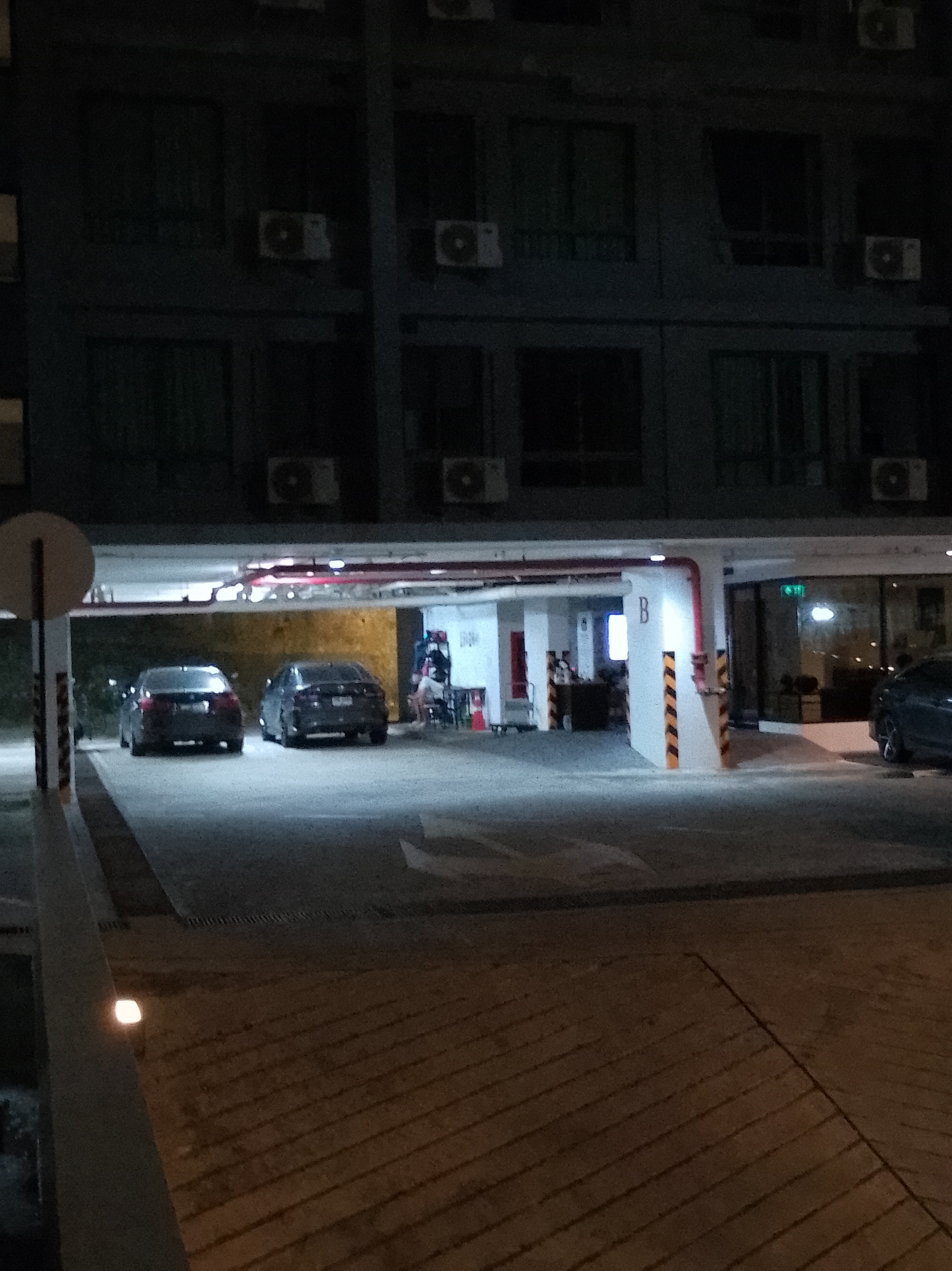 Nighttime street and parking scene in Phuket City
