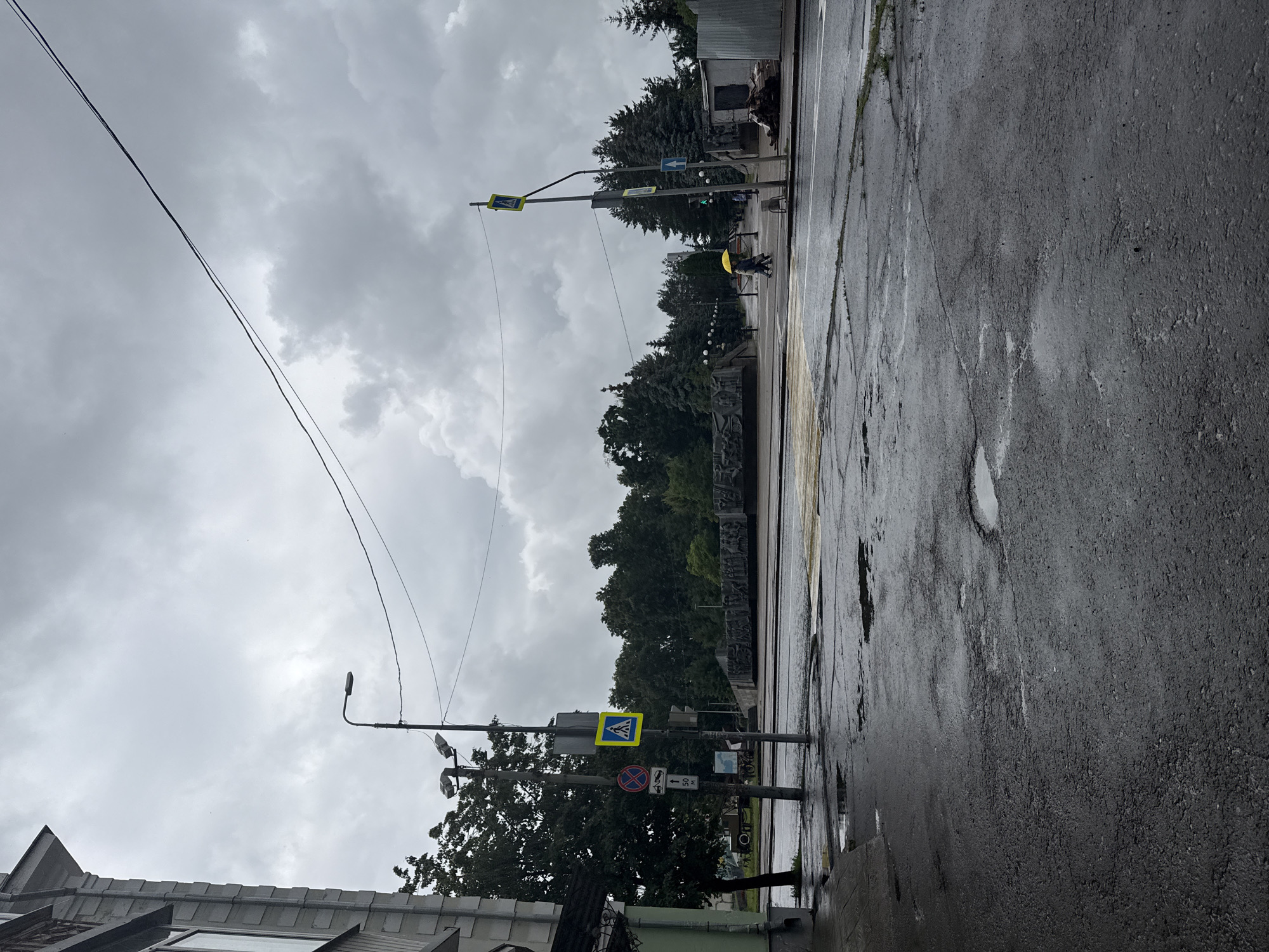 Rainy morning walk through Kazan's historic park and monuments